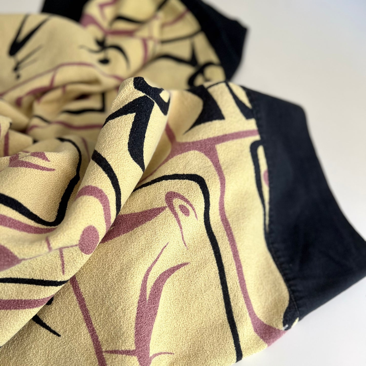 Mid Century MCM John Little Ballet Dancers Barkcloth Tablecloth, 1950s