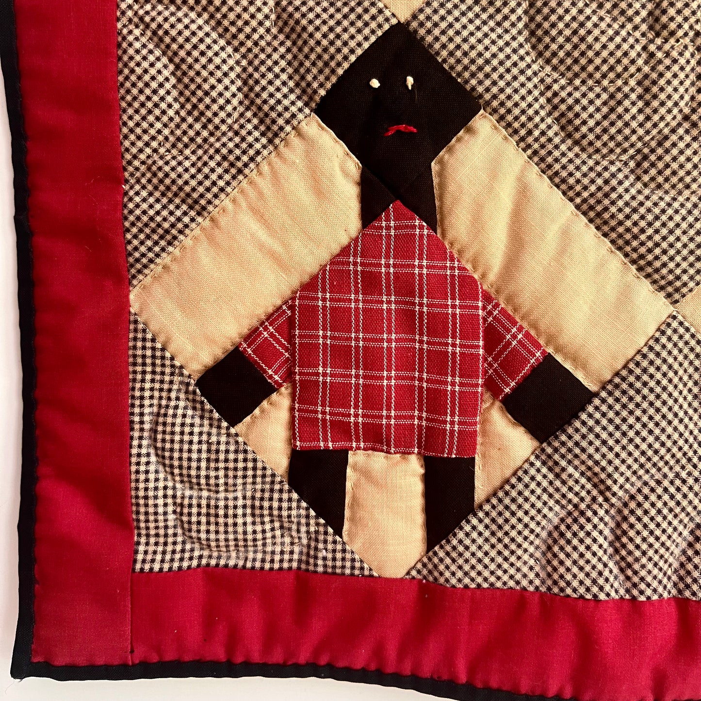Black Americana Folk Art Crib Quilt or Wall Hanging