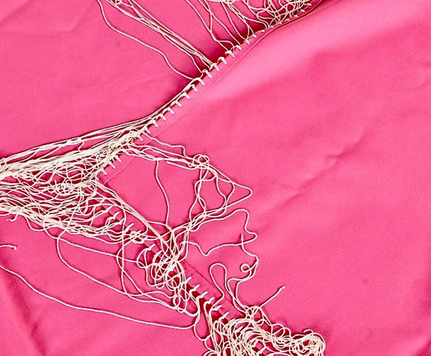 Vintage Bohemian Fringed Pink Tablecloth
