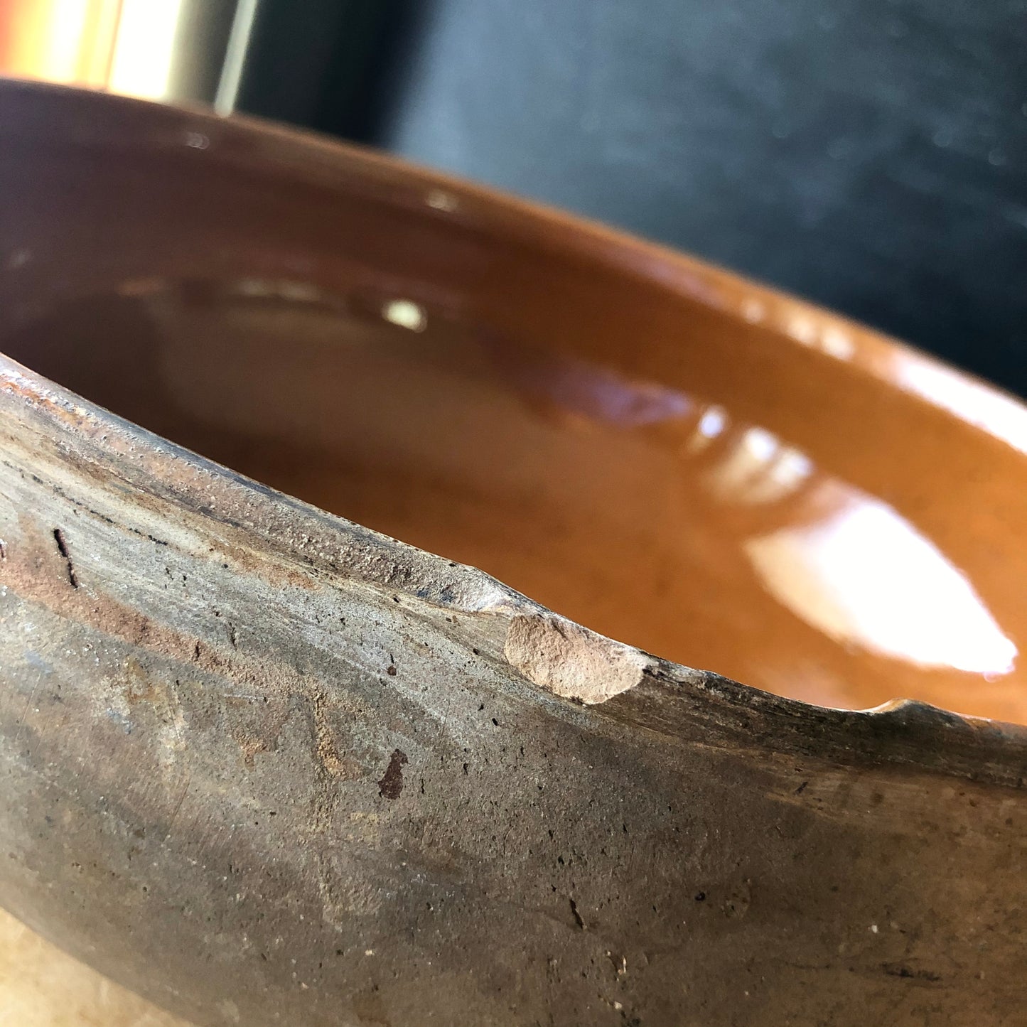 Vintage French Clay Baking Dish with Handle (c.1900s)