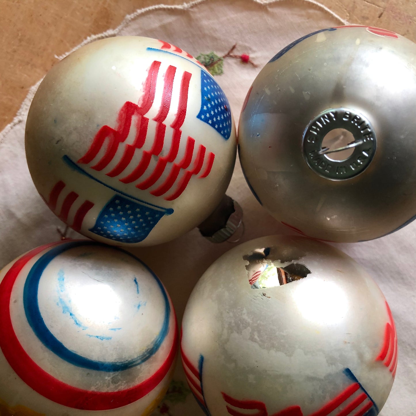 Shiny Brite Patriotic Glass Christmas Ornaments