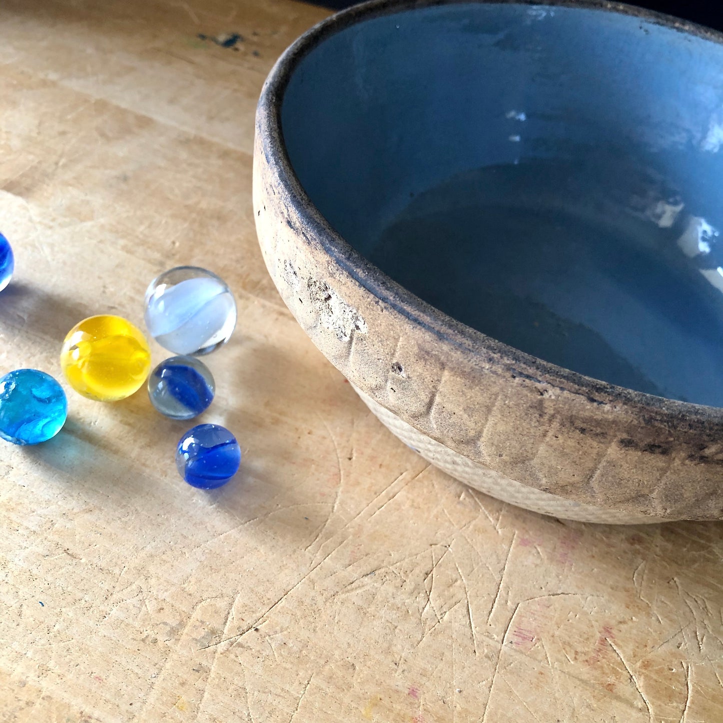 Primitive Blue Farmhouse Mixing Bowl