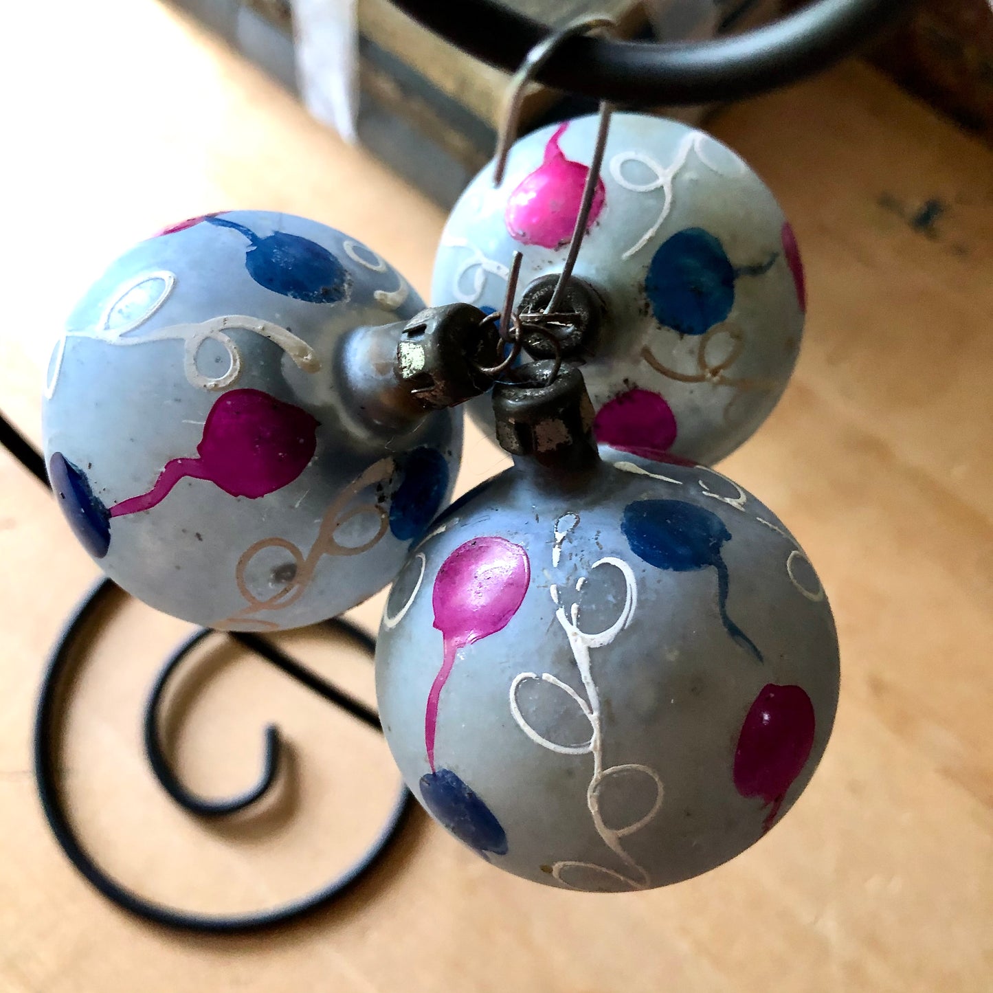 Vintage Hand Painted Blown Glass Ornaments (c.1940s)