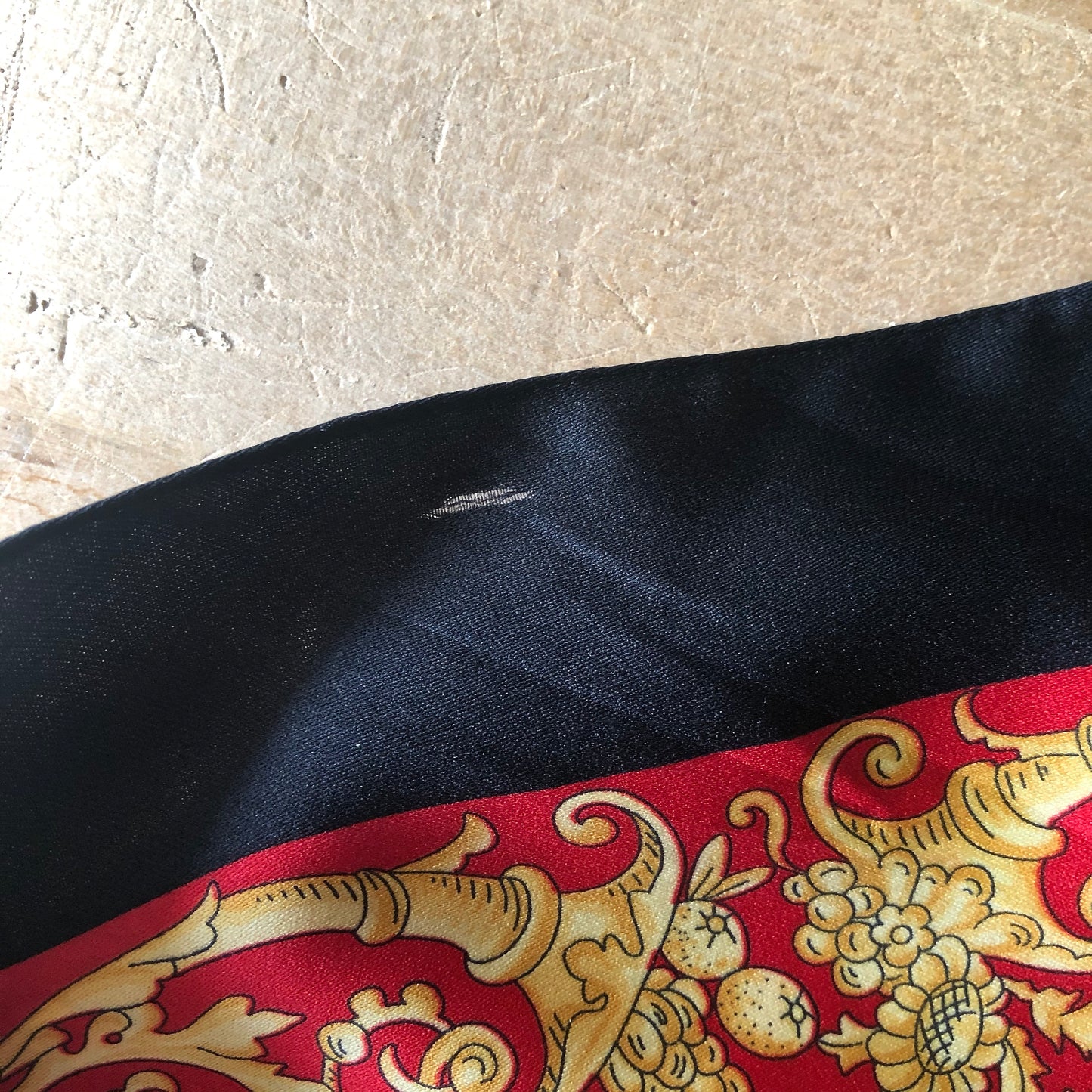 Red and Black Silk Medallion Scarf (c.1980s)