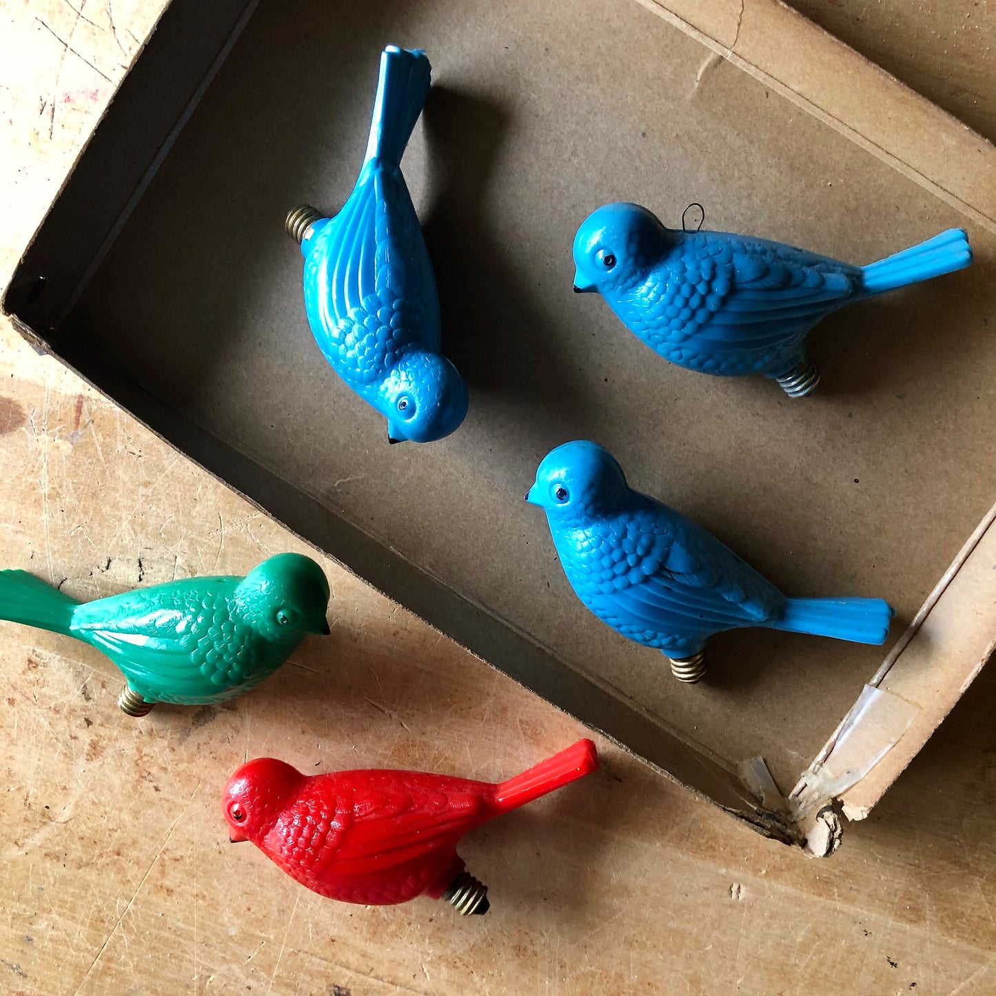 Vintage Plastic Decorative Bird Light Bulbs (c.1960s)