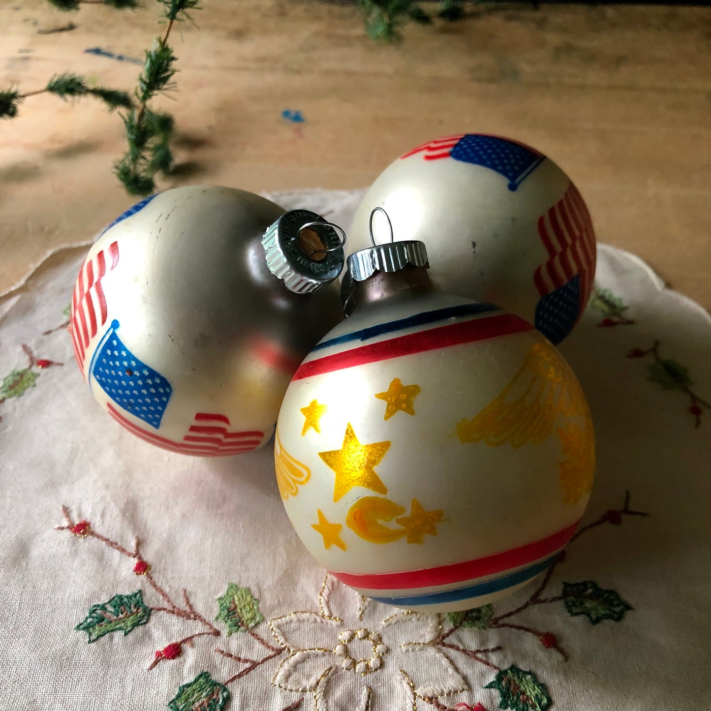 Shiny Brite Patriotic Glass Christmas Ornaments