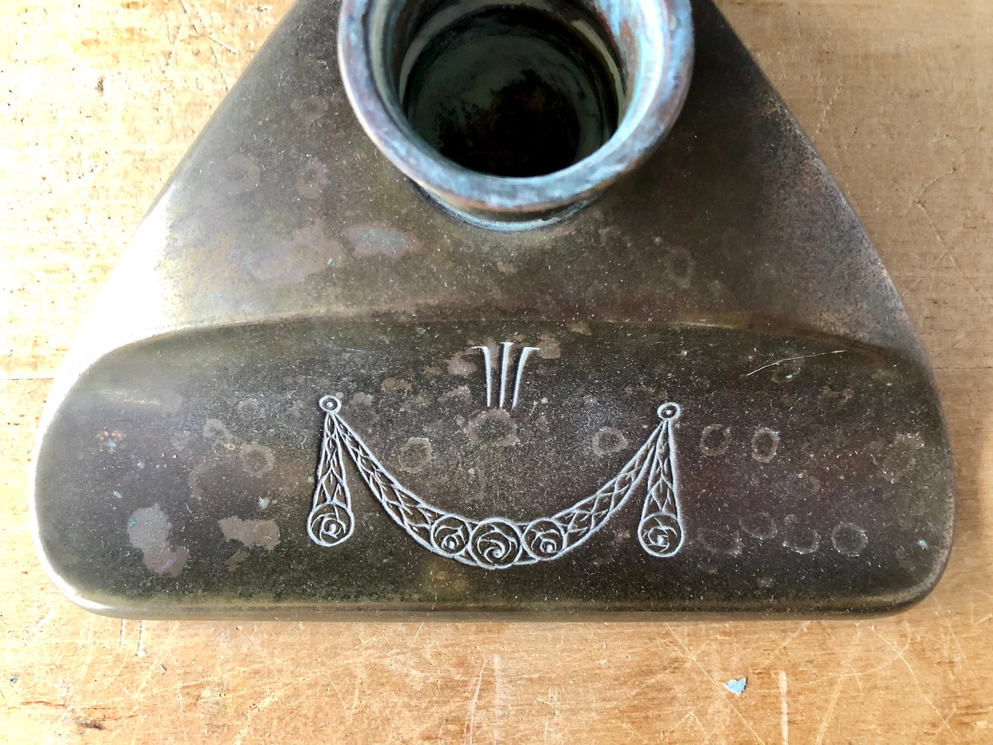 Antique German Brass Inkwell (1800s)