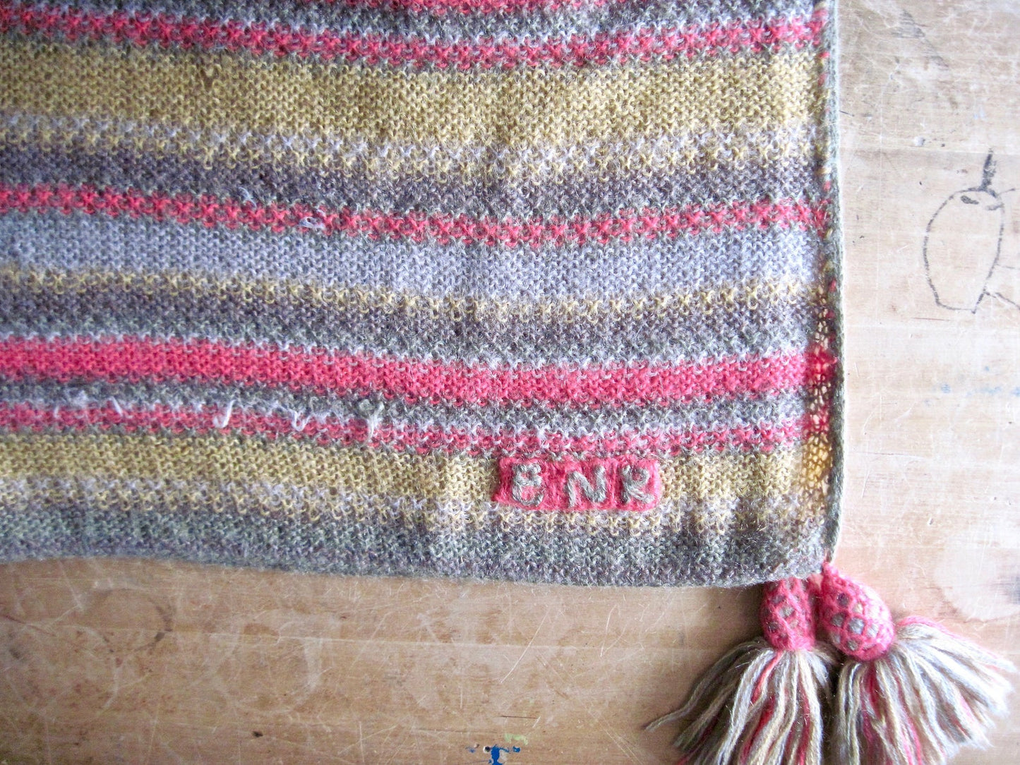 Vintage Knitted Mohair Striped Throw