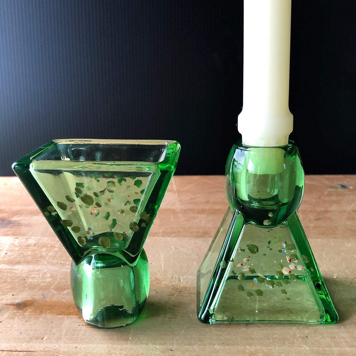 Green Depression Glass Collection with Uranium Glass (c.1930s)