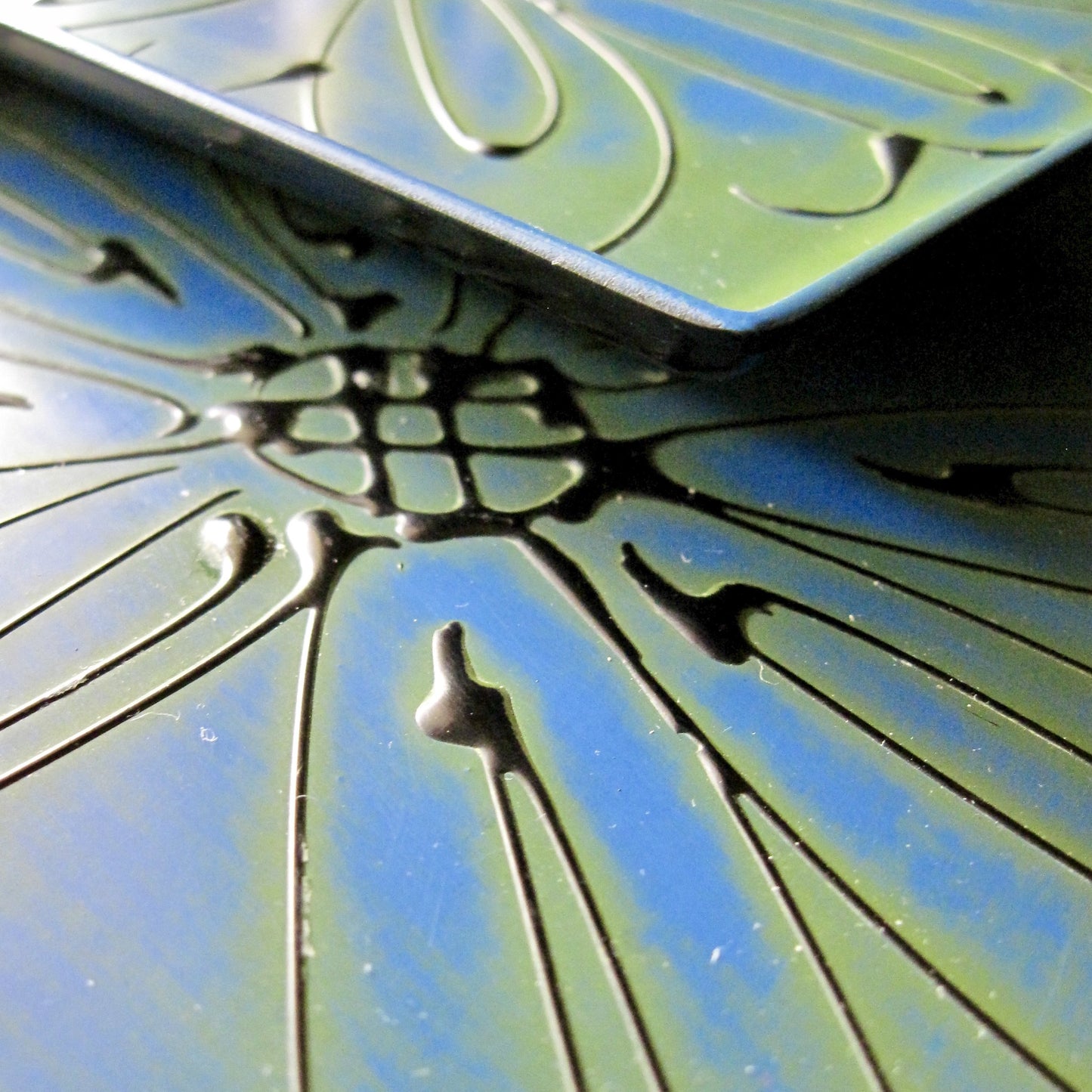 Mid Century Blue and Green Plastic Trays