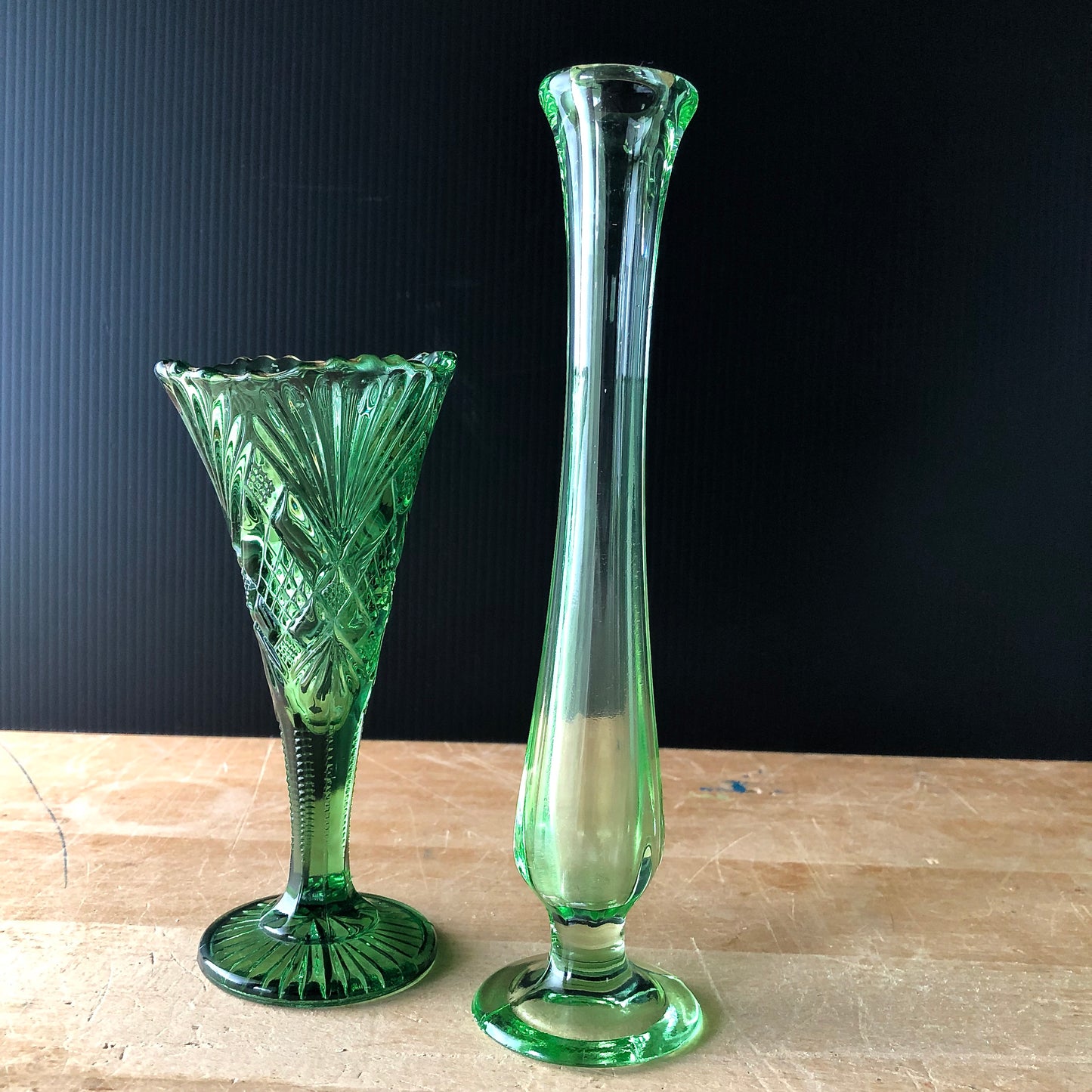 Green Depression Glass Collection with Uranium Glass (c.1930s)