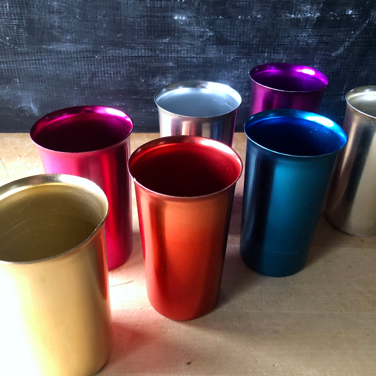 Vintage Sunburst Aluminum Tumblers (c.1950s)