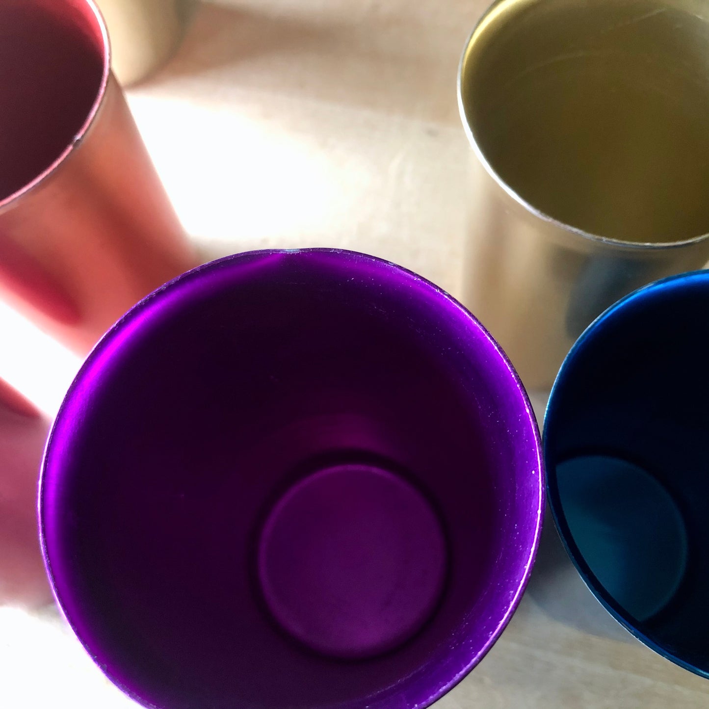 Vintage Sunburst Aluminum Tumblers (c.1950s)