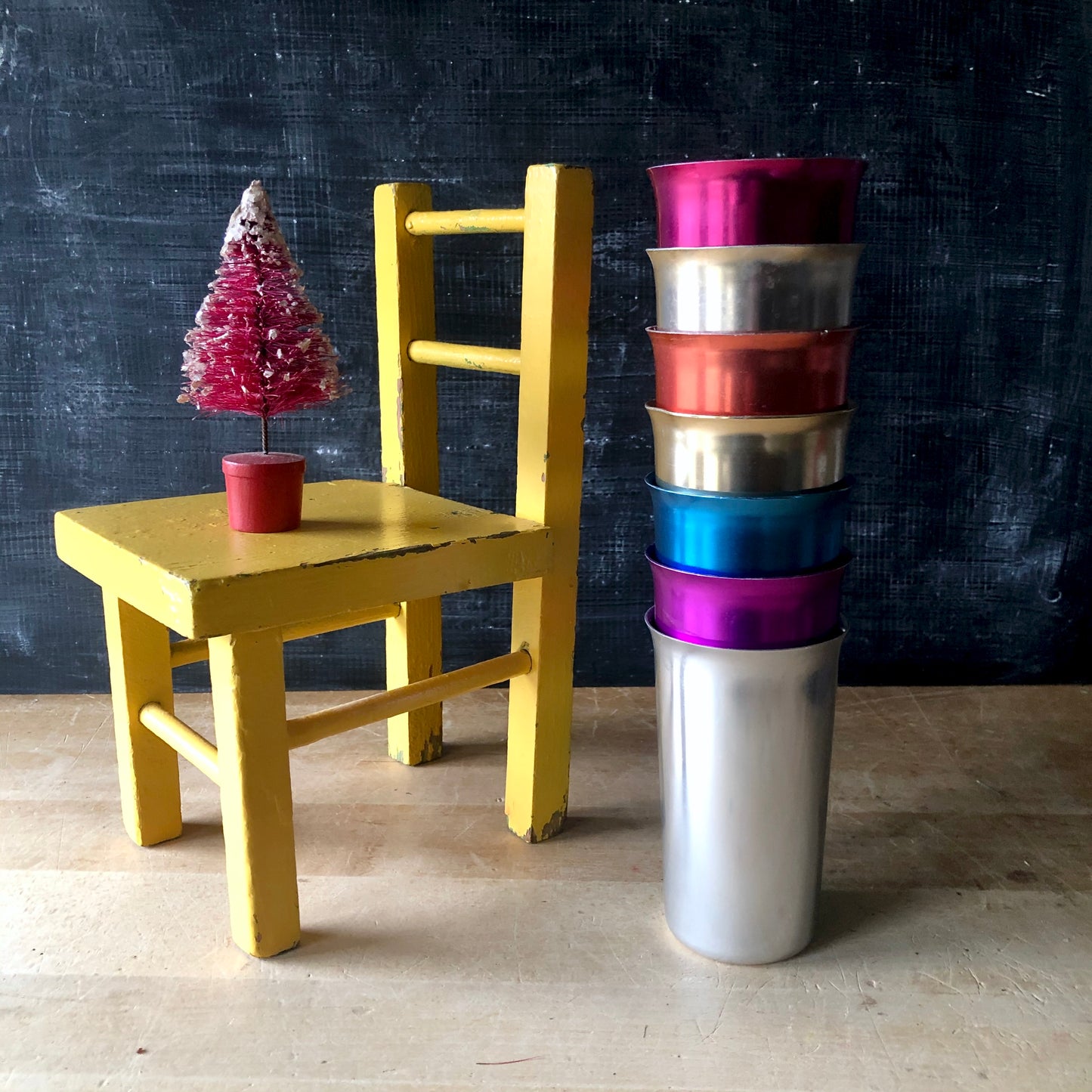 Vintage Sunburst Aluminum Tumblers (c.1950s)