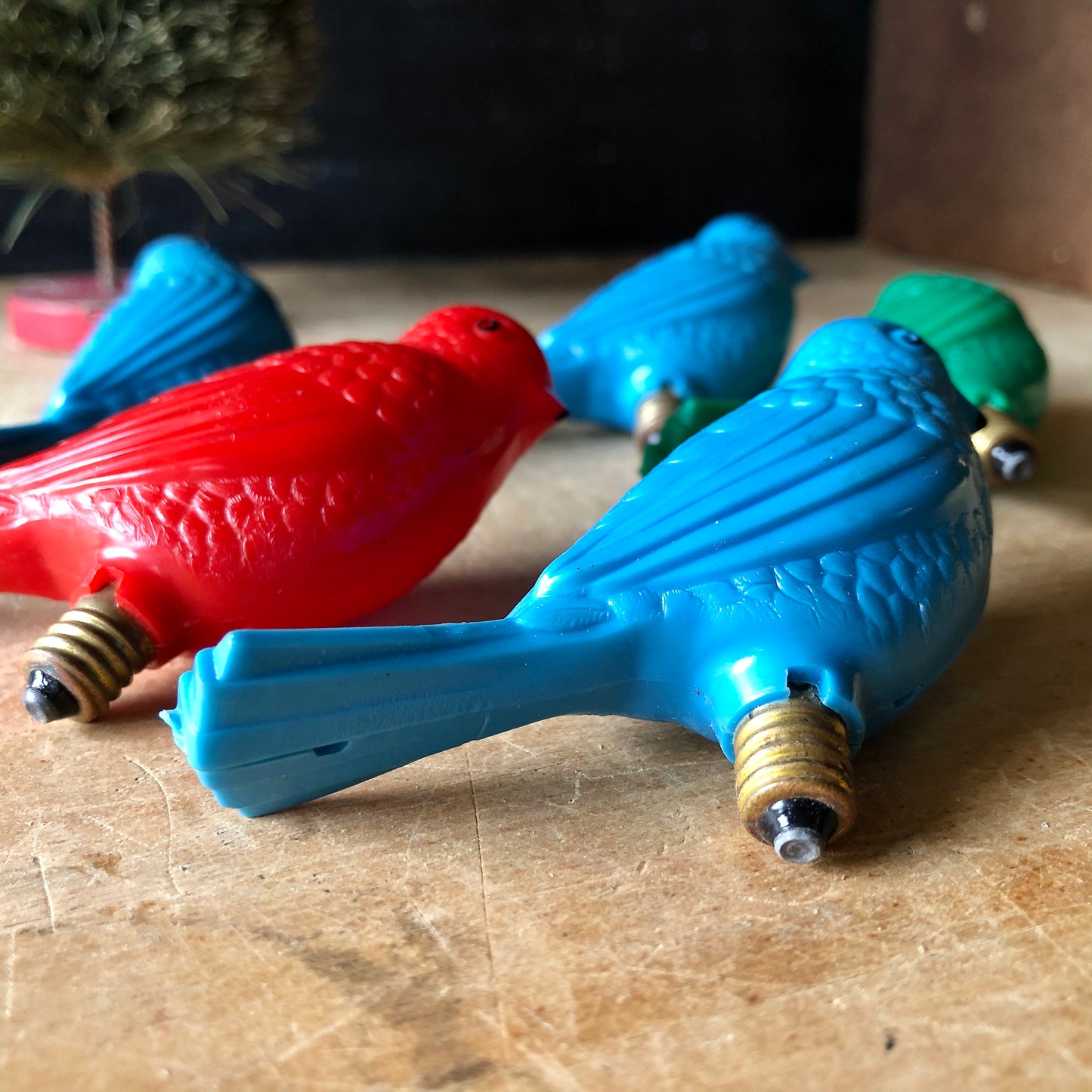 Vintage Plastic Decorative Bird Light Bulbs (c.1960s)