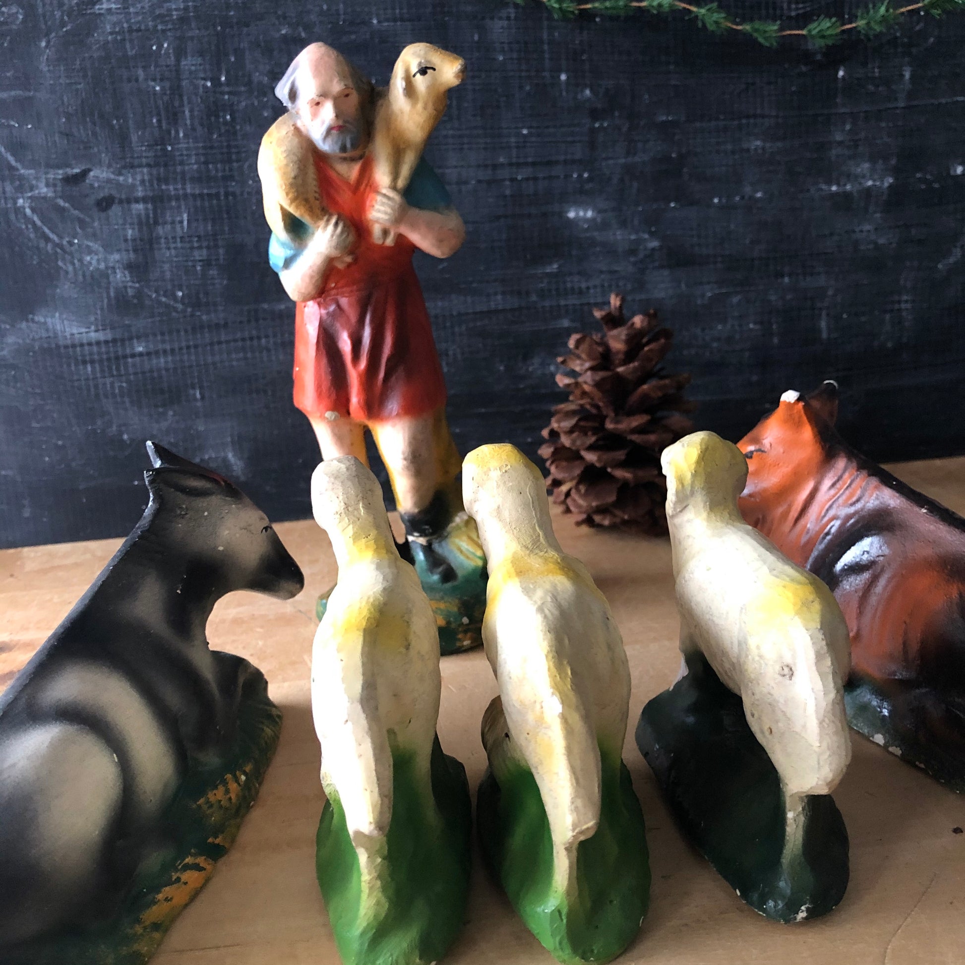 Vintage Chalkware Nativity Set (c.1940s)