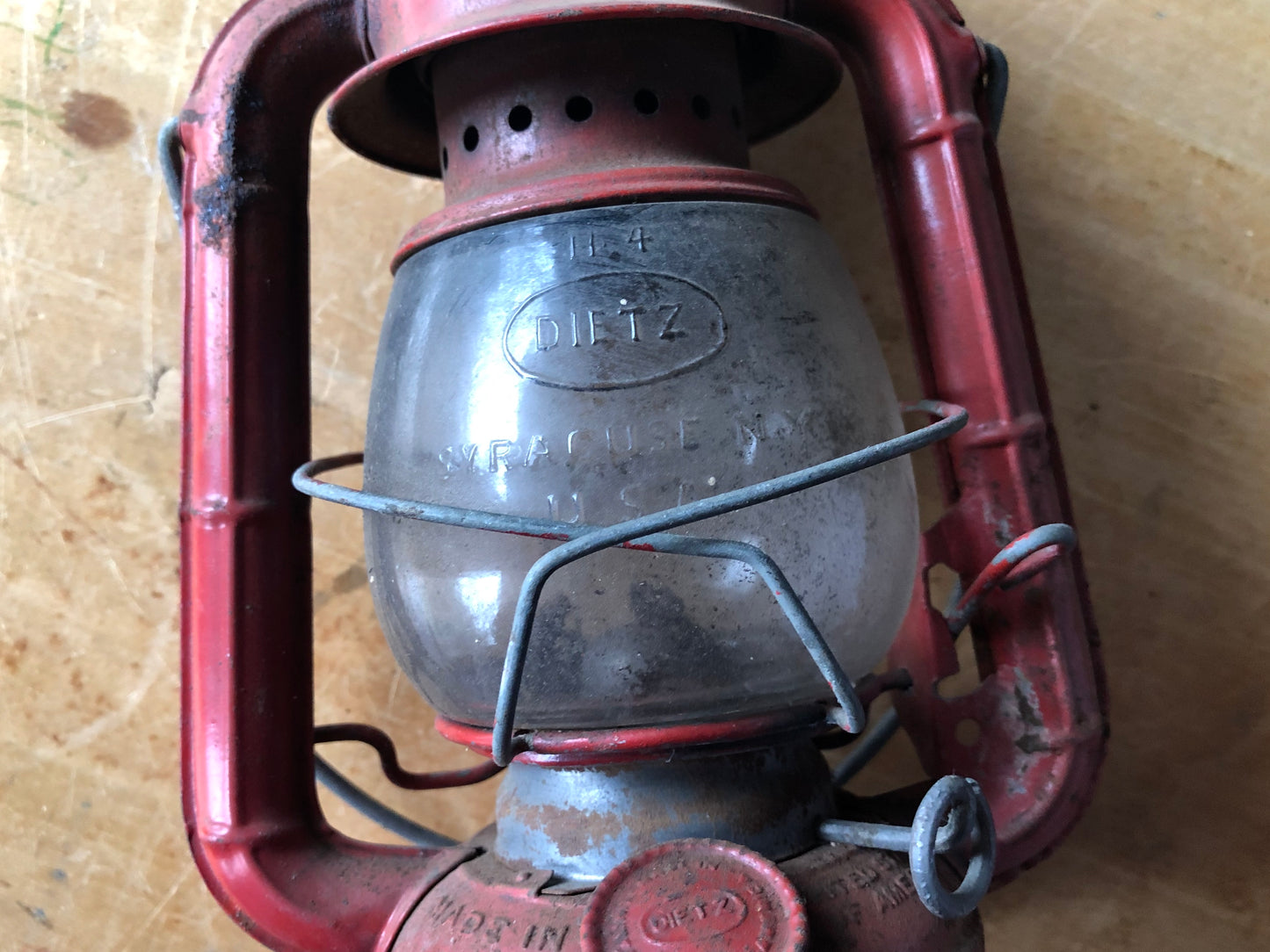 Set of Two Vintage Red Railroad Lanterns Deitz Comet and Sun (c.1940s)