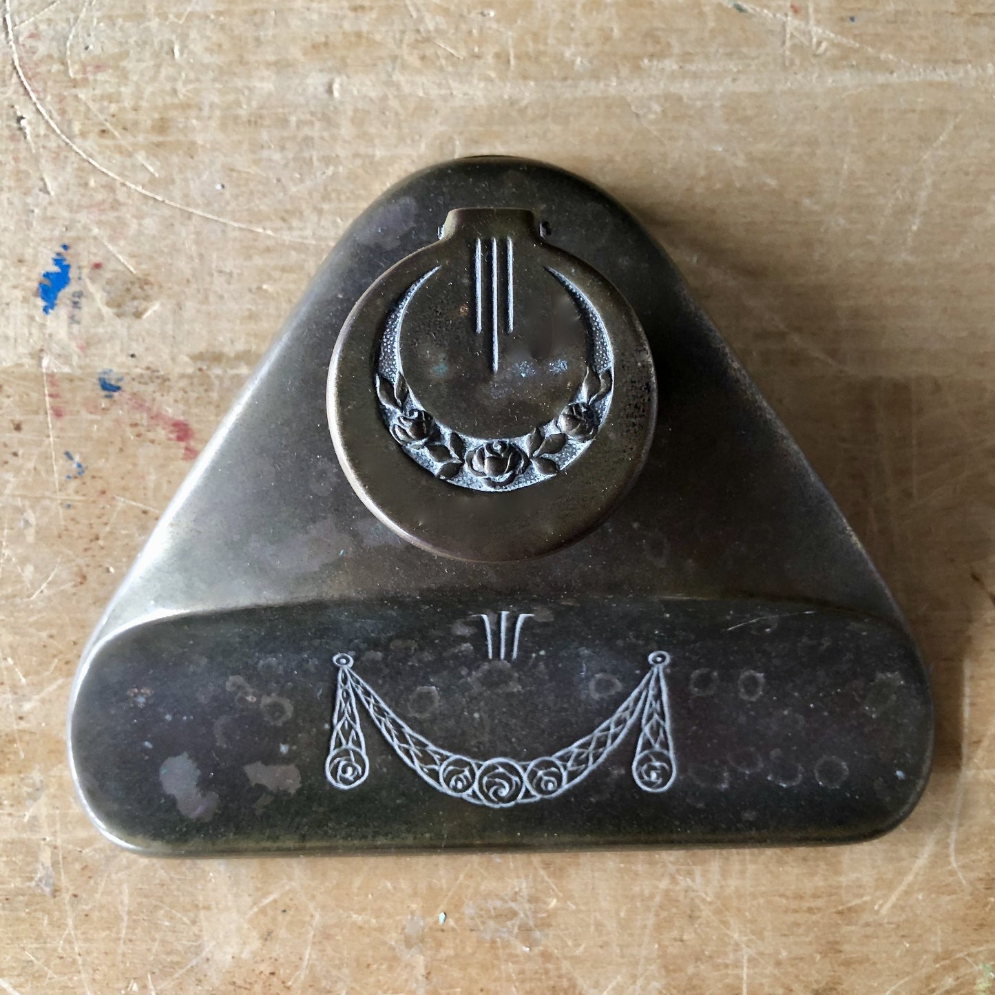Antique German Brass Inkwell (1800s)
