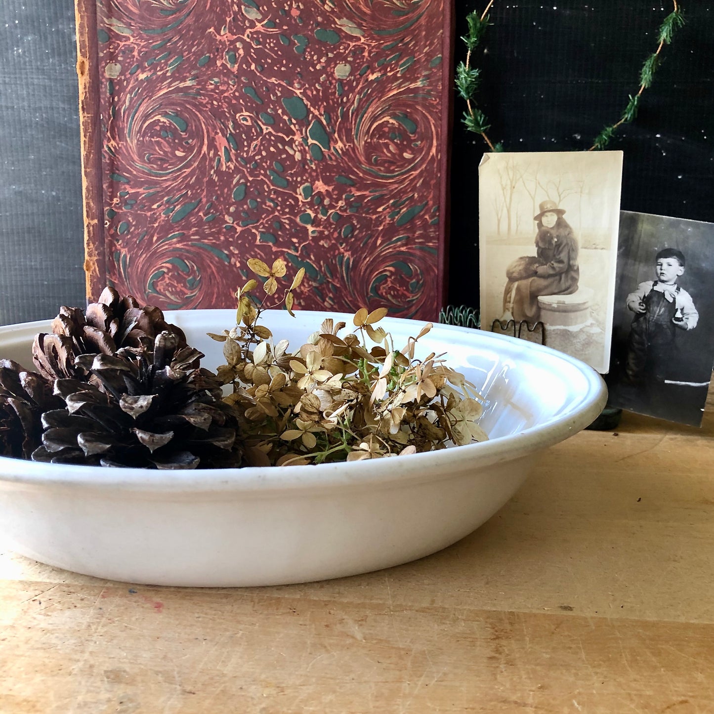 Antique White Oval Ironstone Bowl (c.1800s)