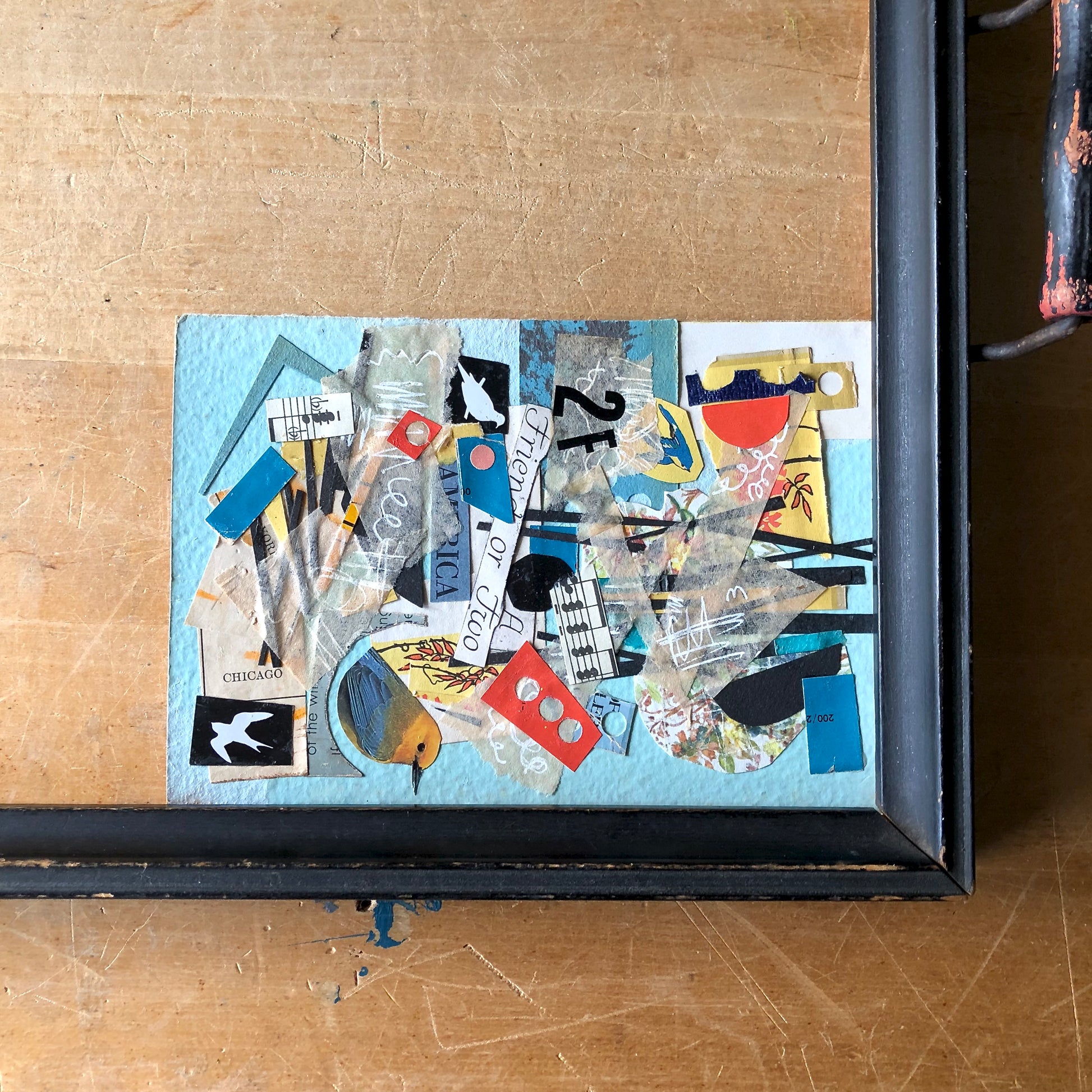 Mixed Media Paper Collage, 'A Friend or Two'