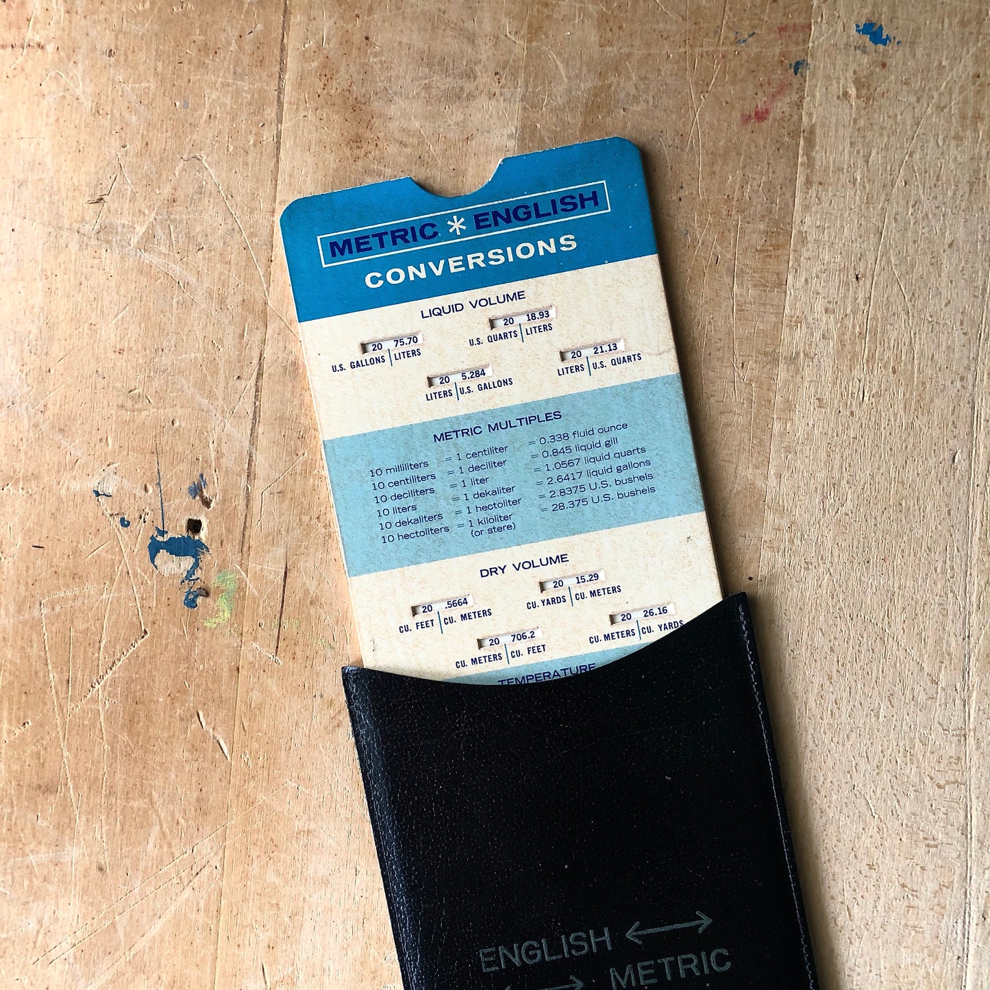 Vintage Slide Chart for Metric to English Conversions
