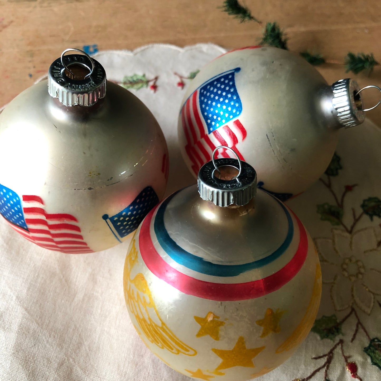 Shiny Brite Patriotic Glass Christmas Ornaments