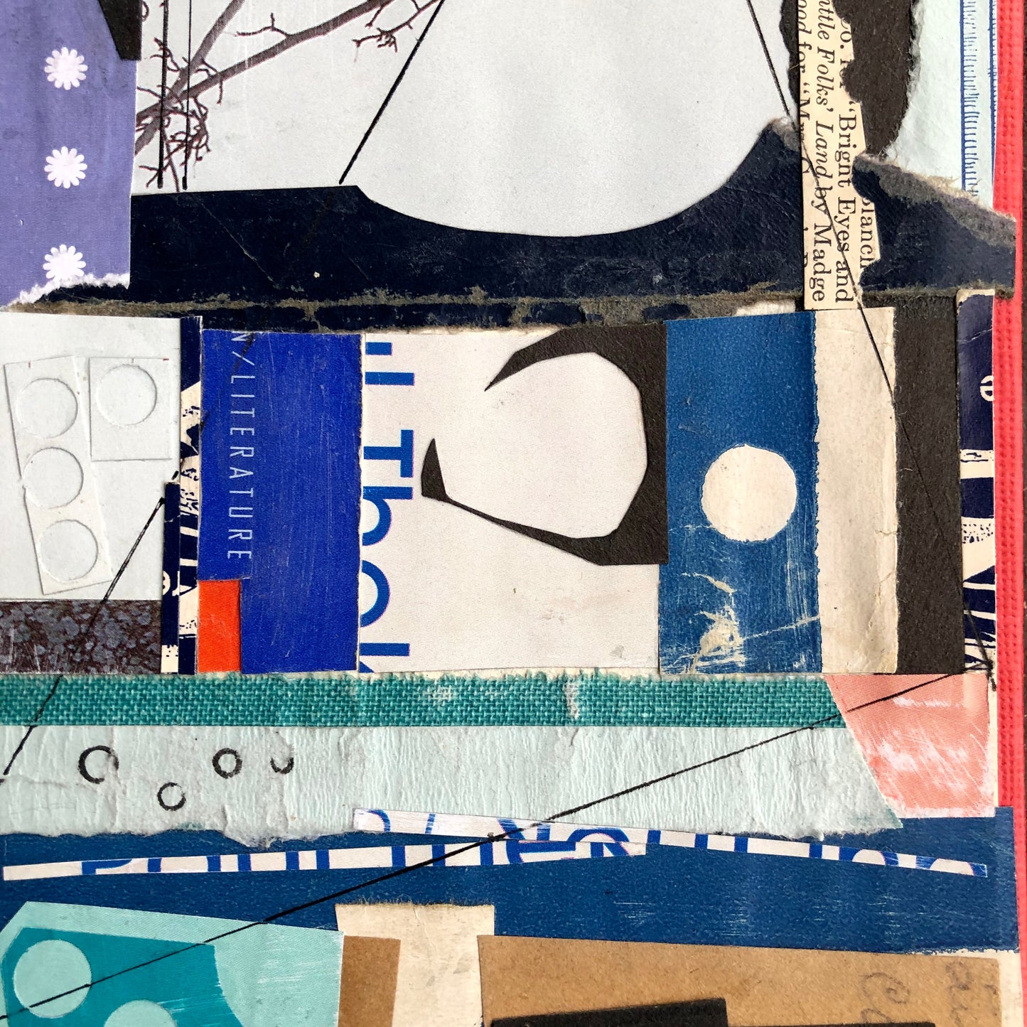 Handmade Book Art Collage, 'Winter Tree'