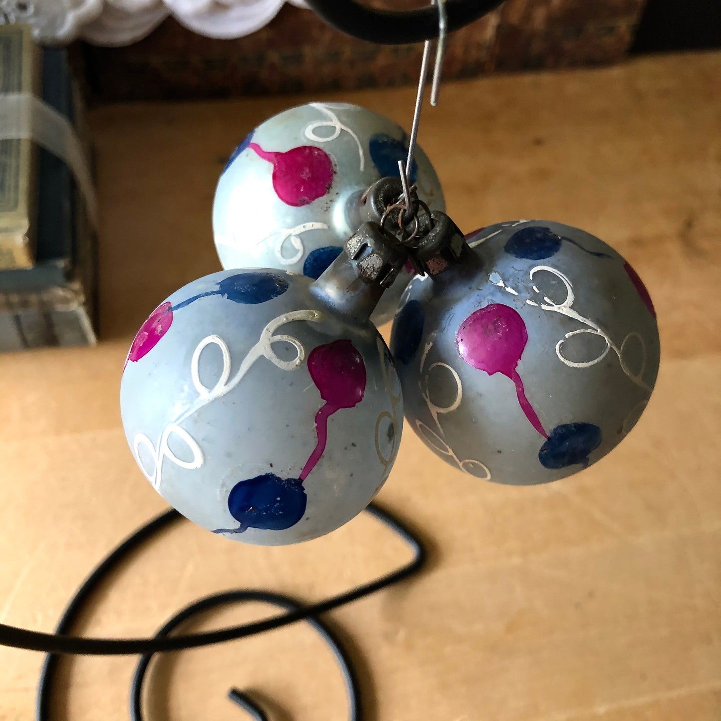 Vintage Hand Painted Blown Glass Ornaments (c.1940s)