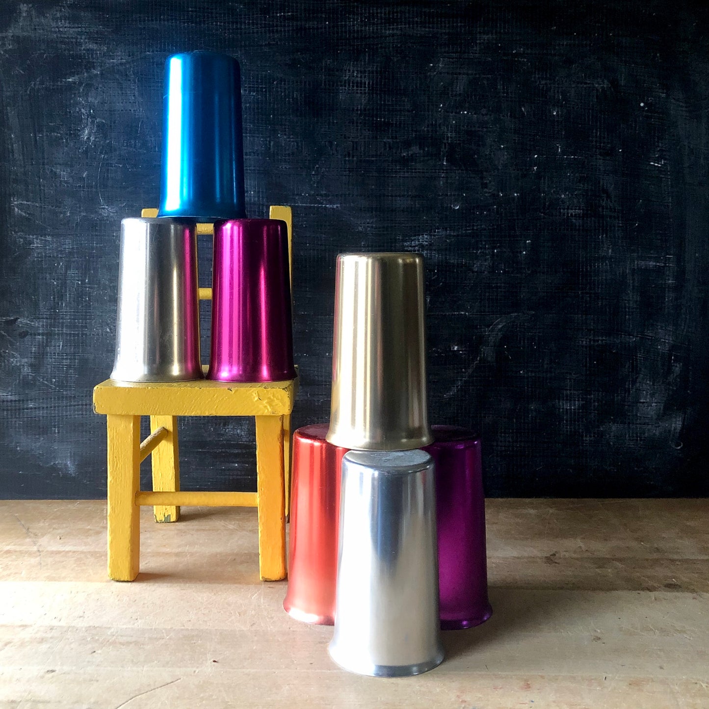 Vintage Sunburst Aluminum Tumblers (c.1950s)