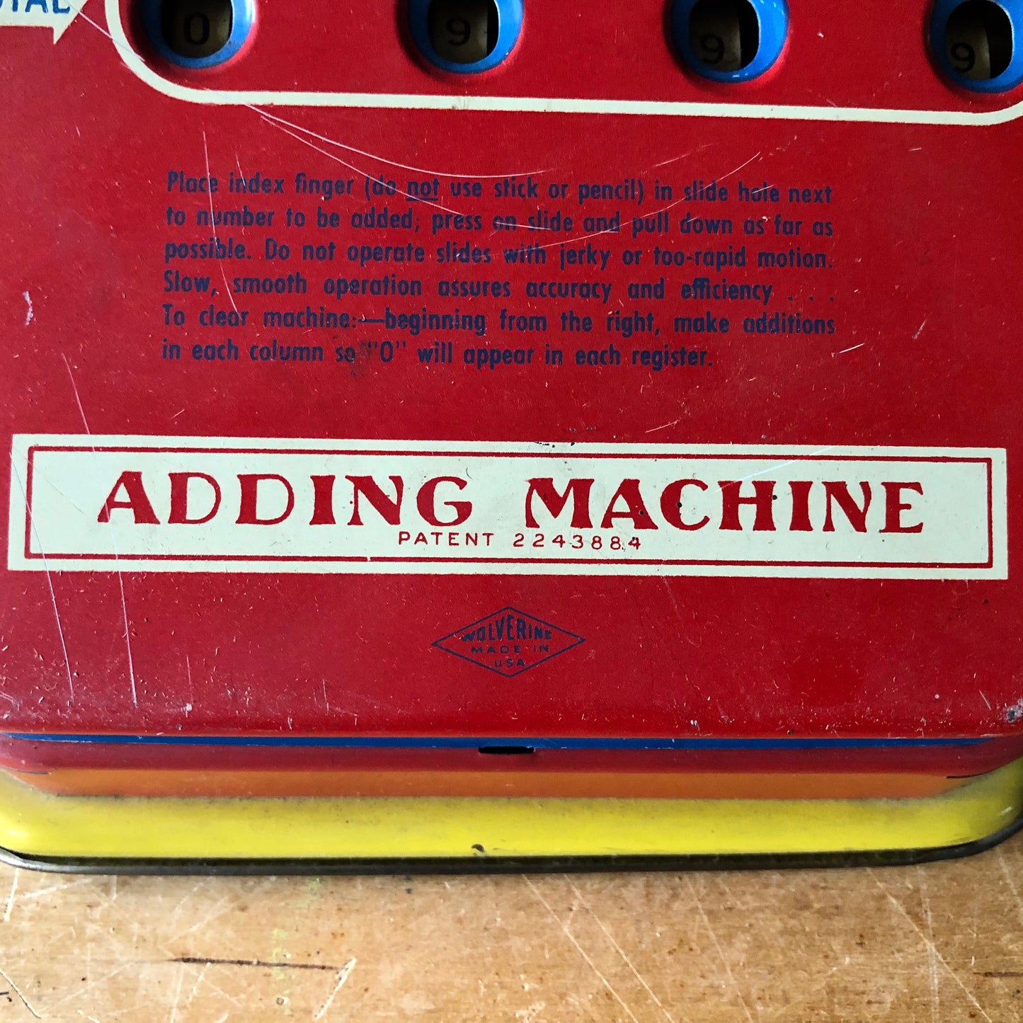 Wolverine Litho Tin Toy Adding Machine (c.1940s)