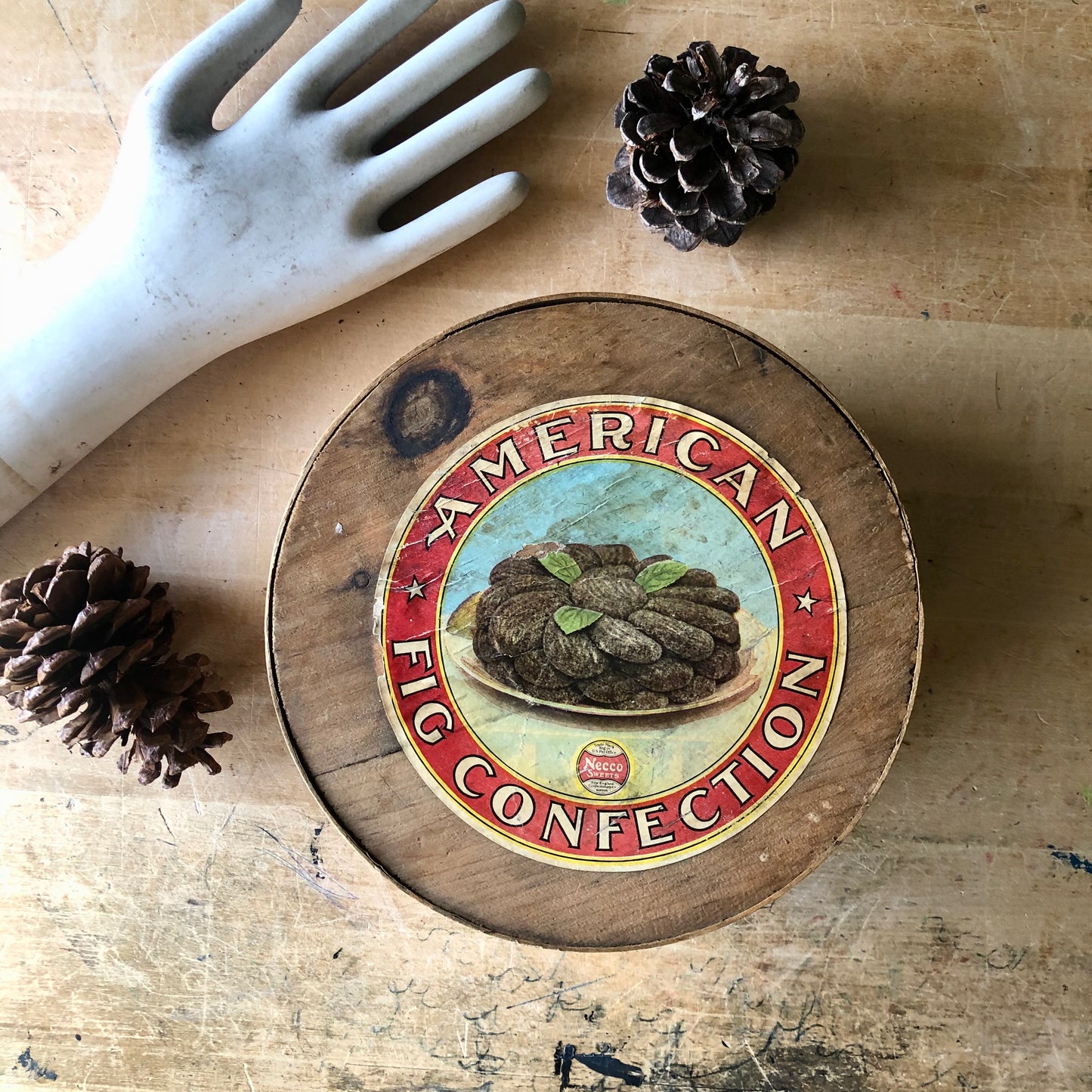 Antique Necco Advertising Bentwood Box (early 1900s)