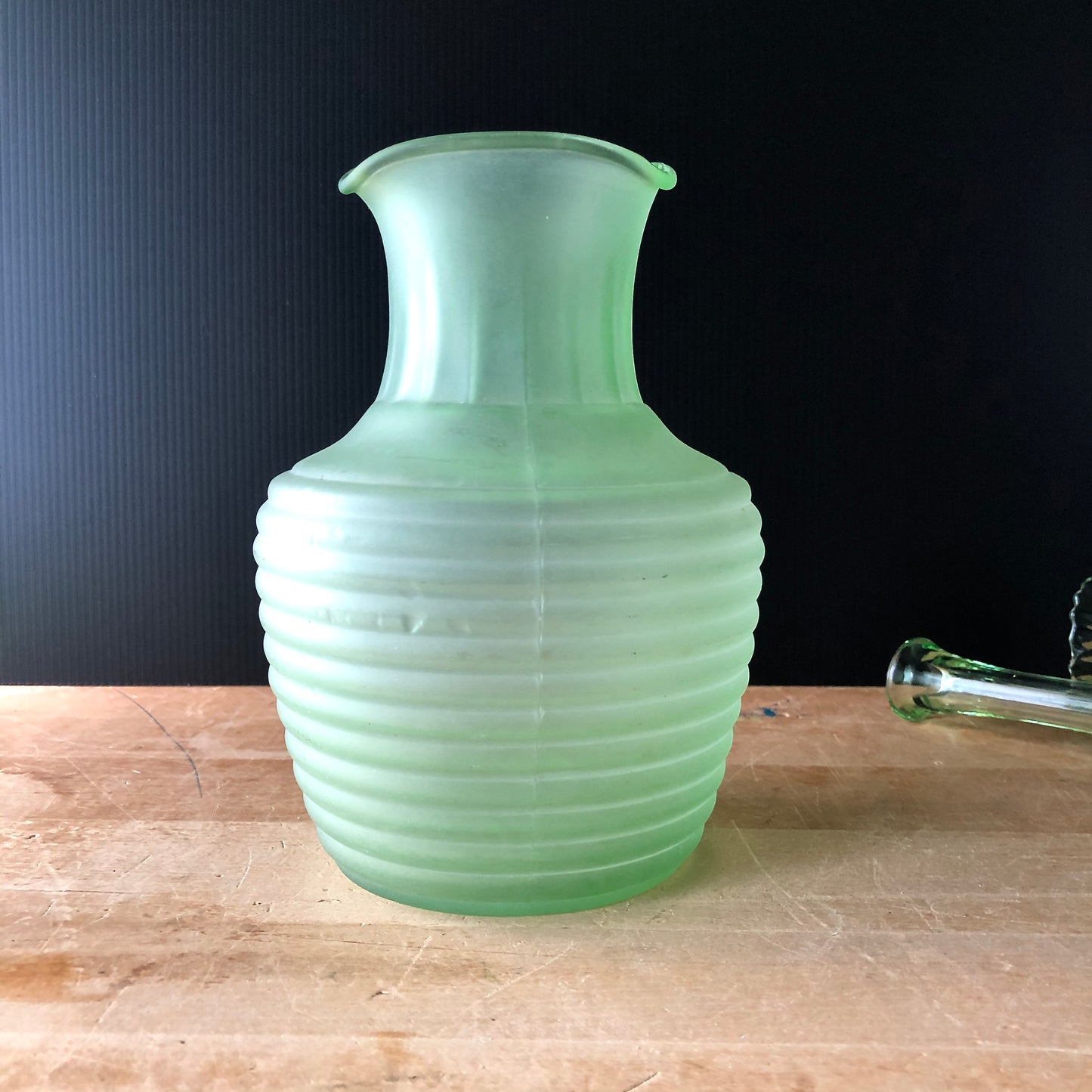 Green Depression Glass Collection with Uranium Glass (c.1930s)