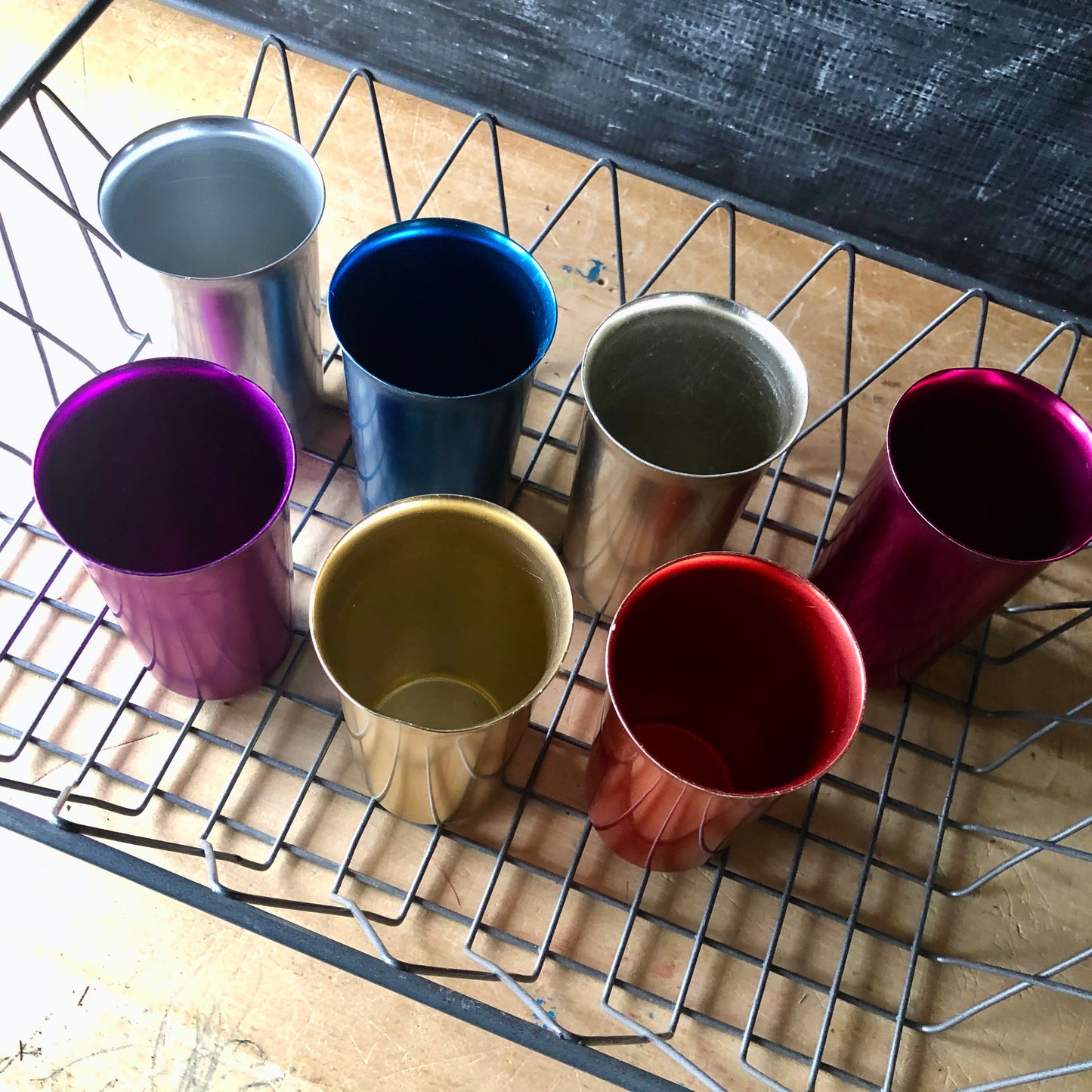 Vintage Sunburst Aluminum Tumblers (c.1950s)