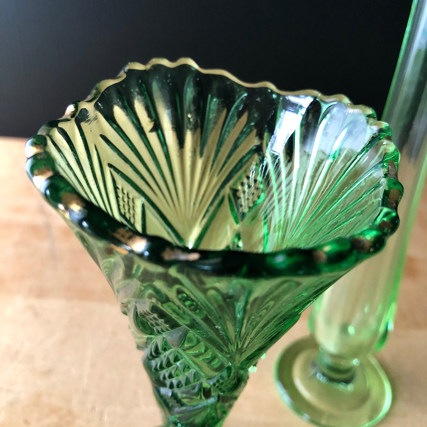 Green Depression Glass Collection with Uranium Glass (c.1930s)
