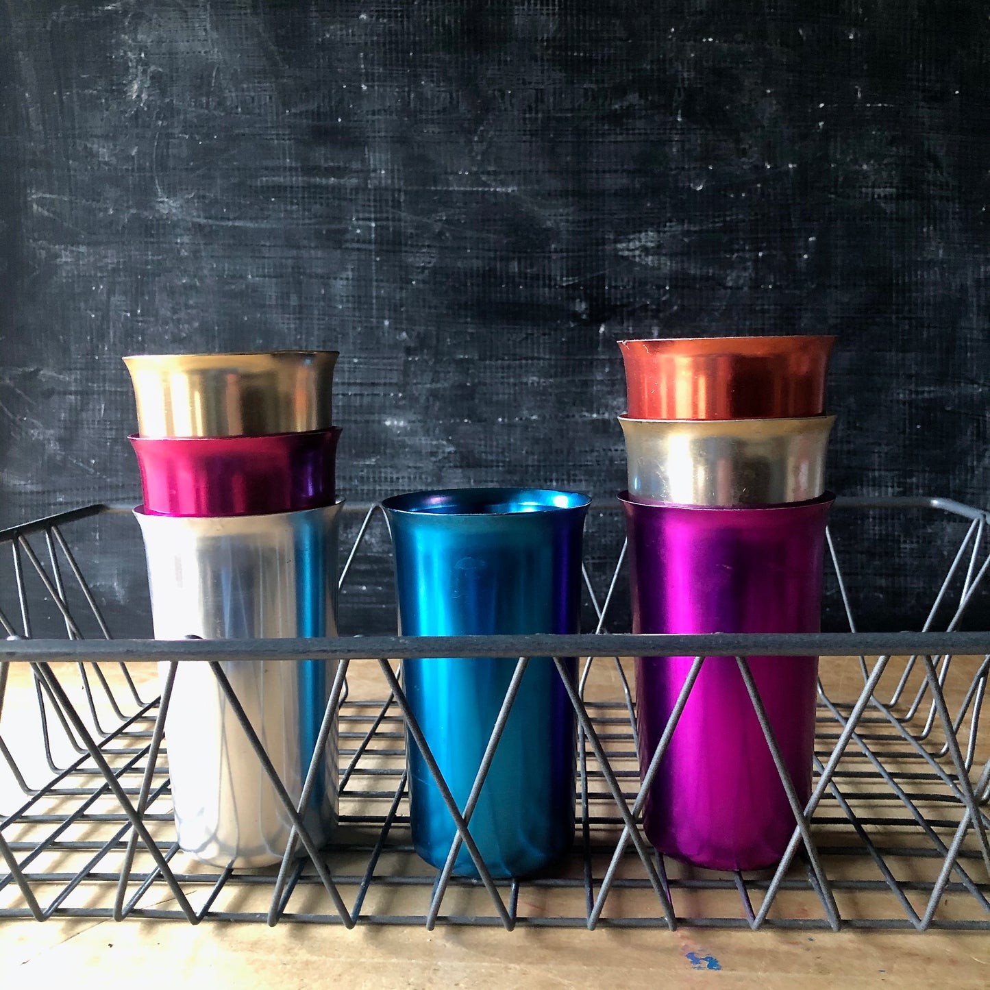 Vintage Sunburst Aluminum Tumblers (c.1950s)