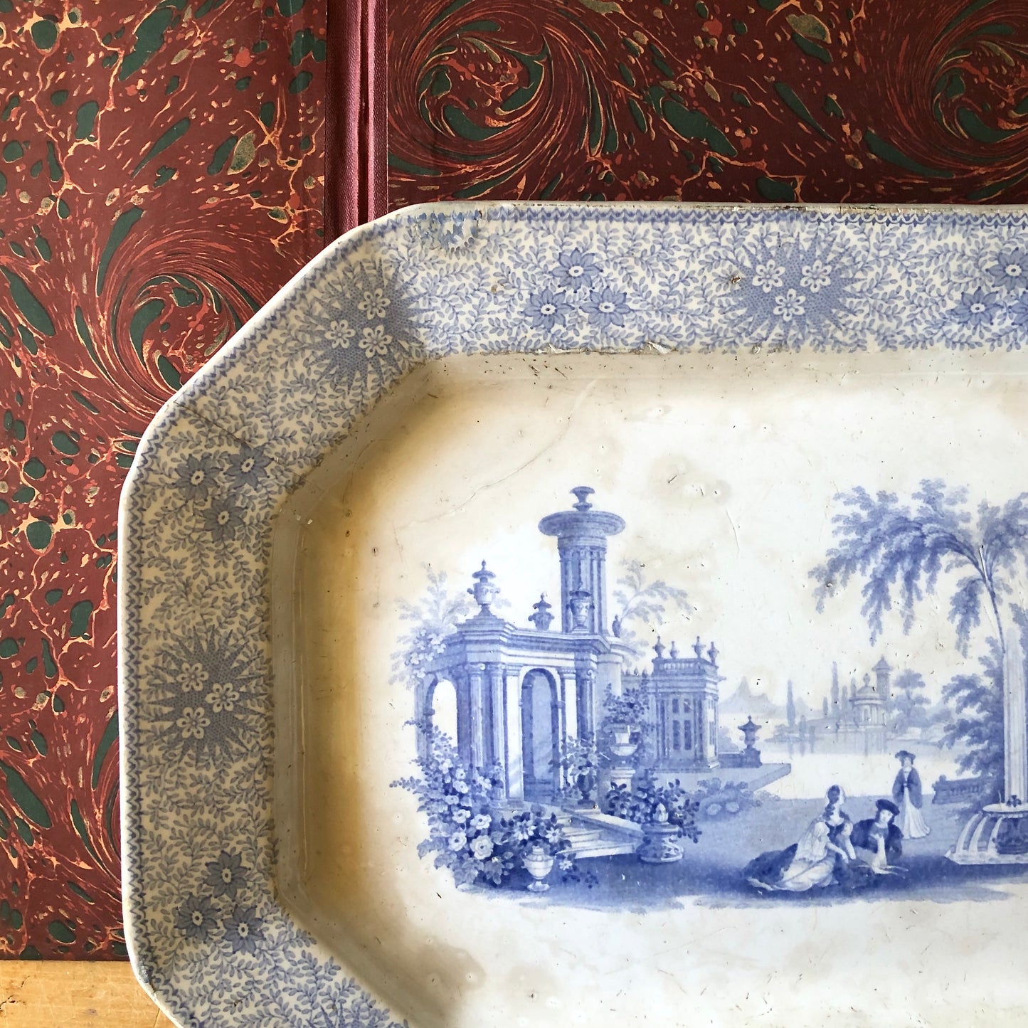 Antique Blue Transferware Platter (c.1800s)