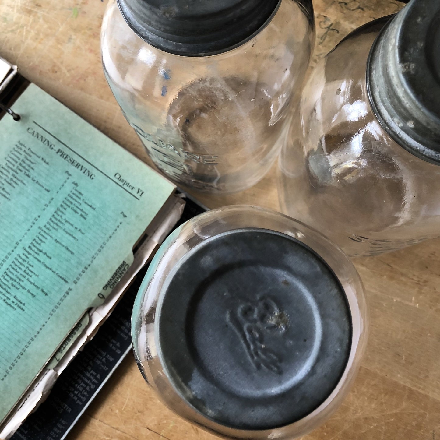 Large Antique Glenshaw Square Mason Jars with Zinc Lids (c.1930s)