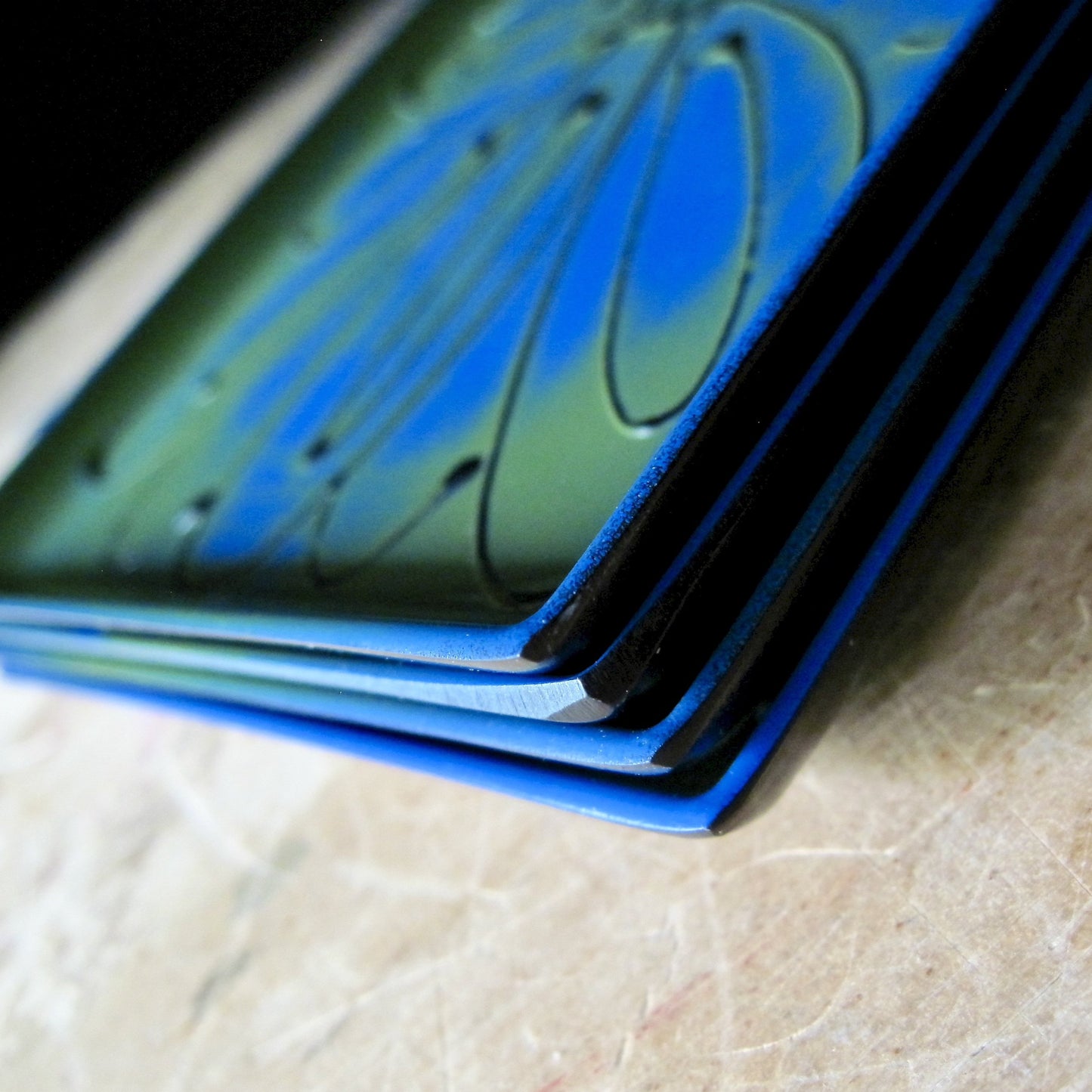 Mid Century Blue and Green Plastic Trays