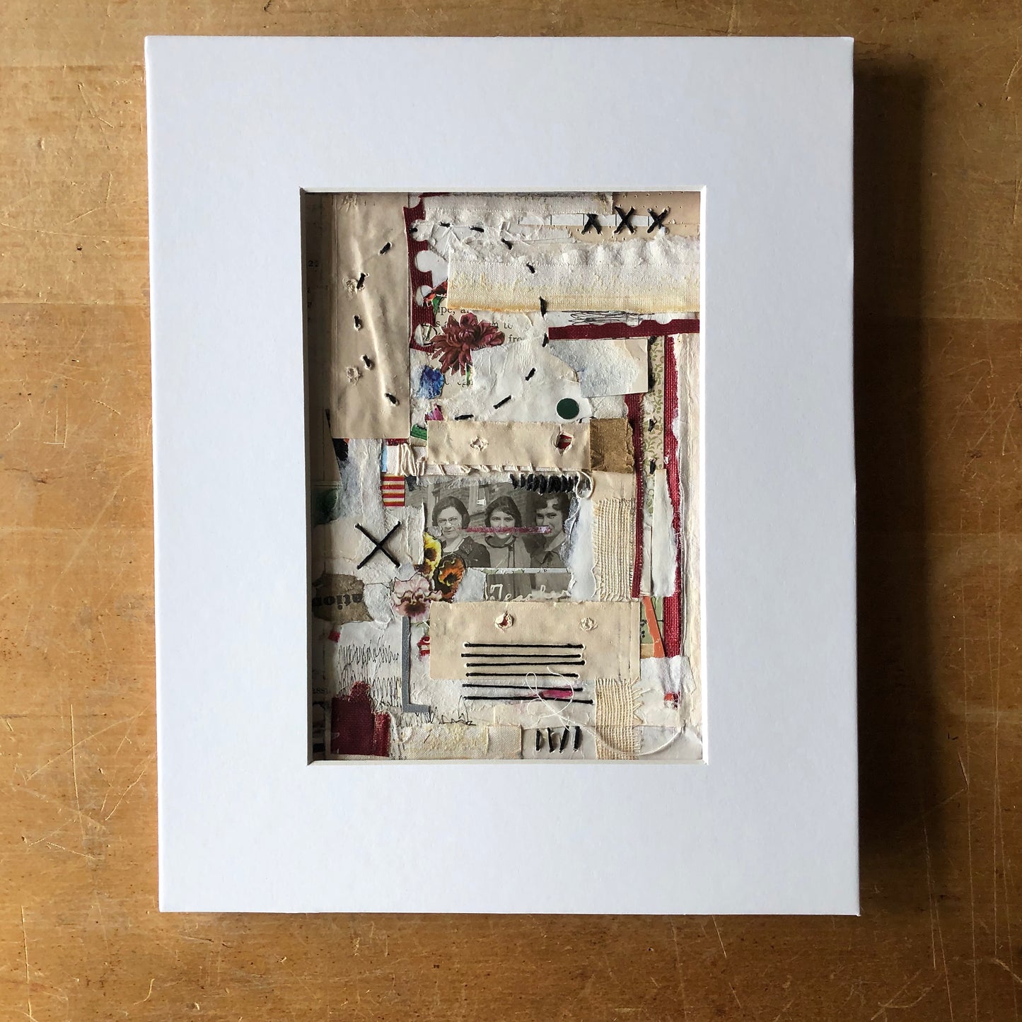 Layered Vintage Paper Art Collage, 'Teachers'