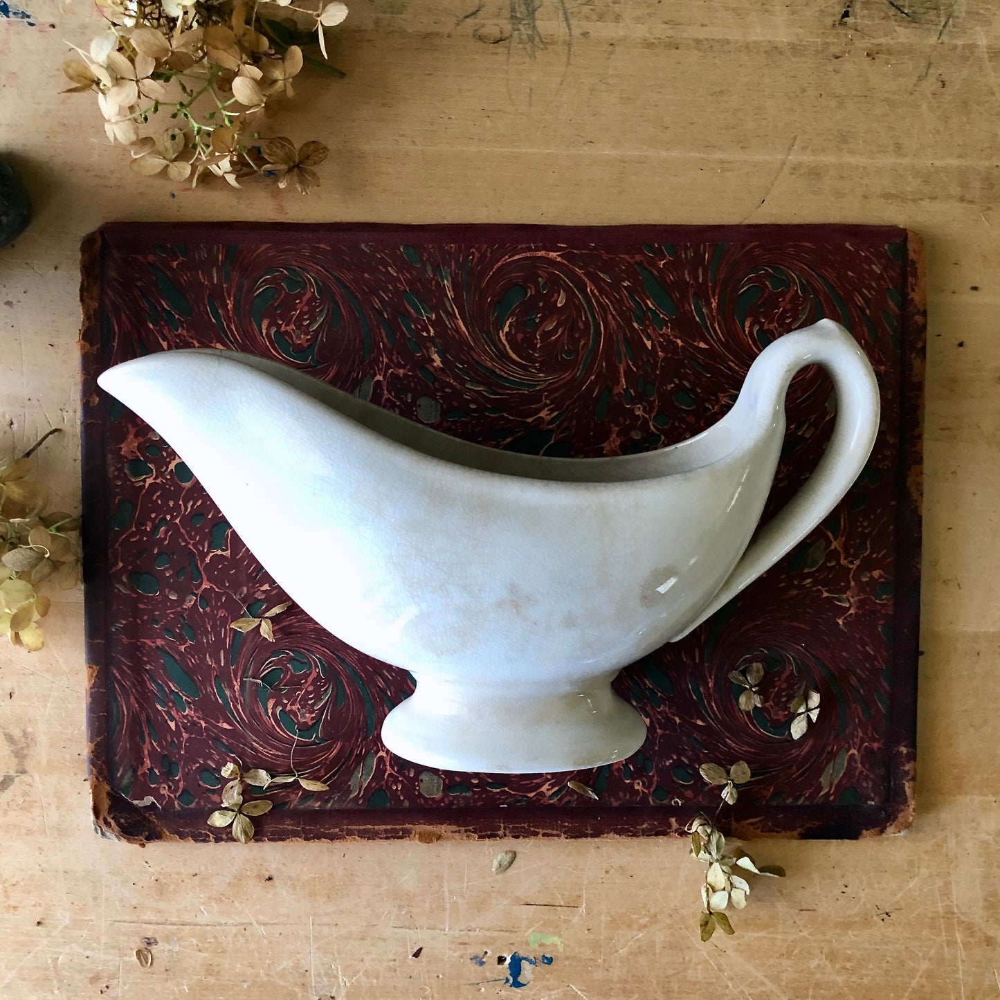 Antique Ironstone Farmhouse Gravy Boat (c.1800s)