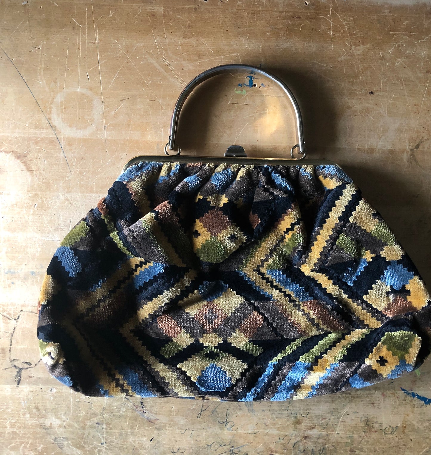 Vintage Woven Carpet Handbag (1960s)