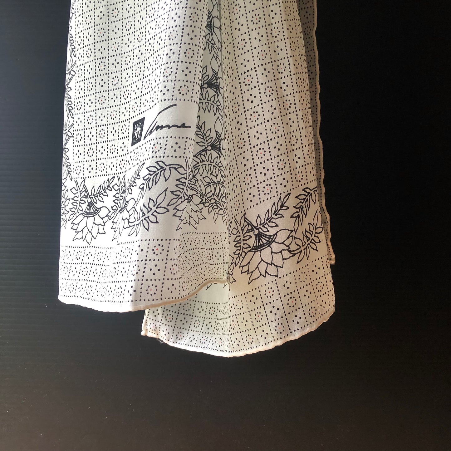 Anne Klein Long Ivory Silk Scarf (c.1970s)