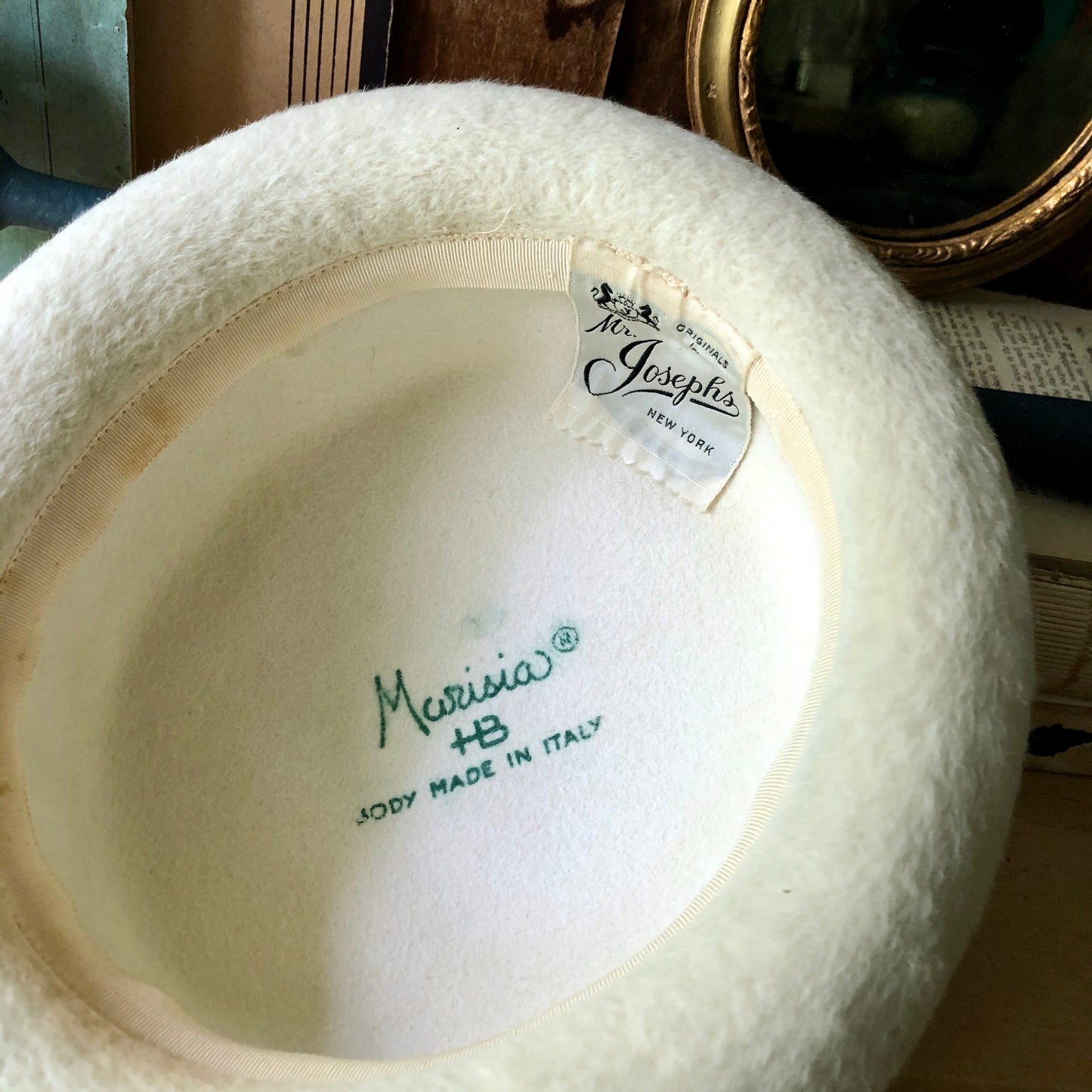 Ivory Wool and Feather Fedora Women's Hat (c.1950s)