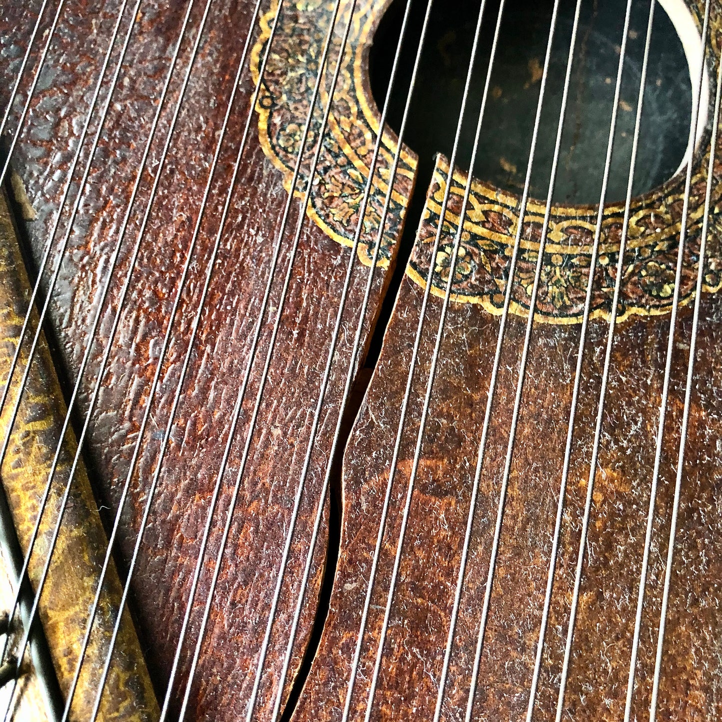 Antique Zither Instrument with Eagle Emblem (c.1920s)