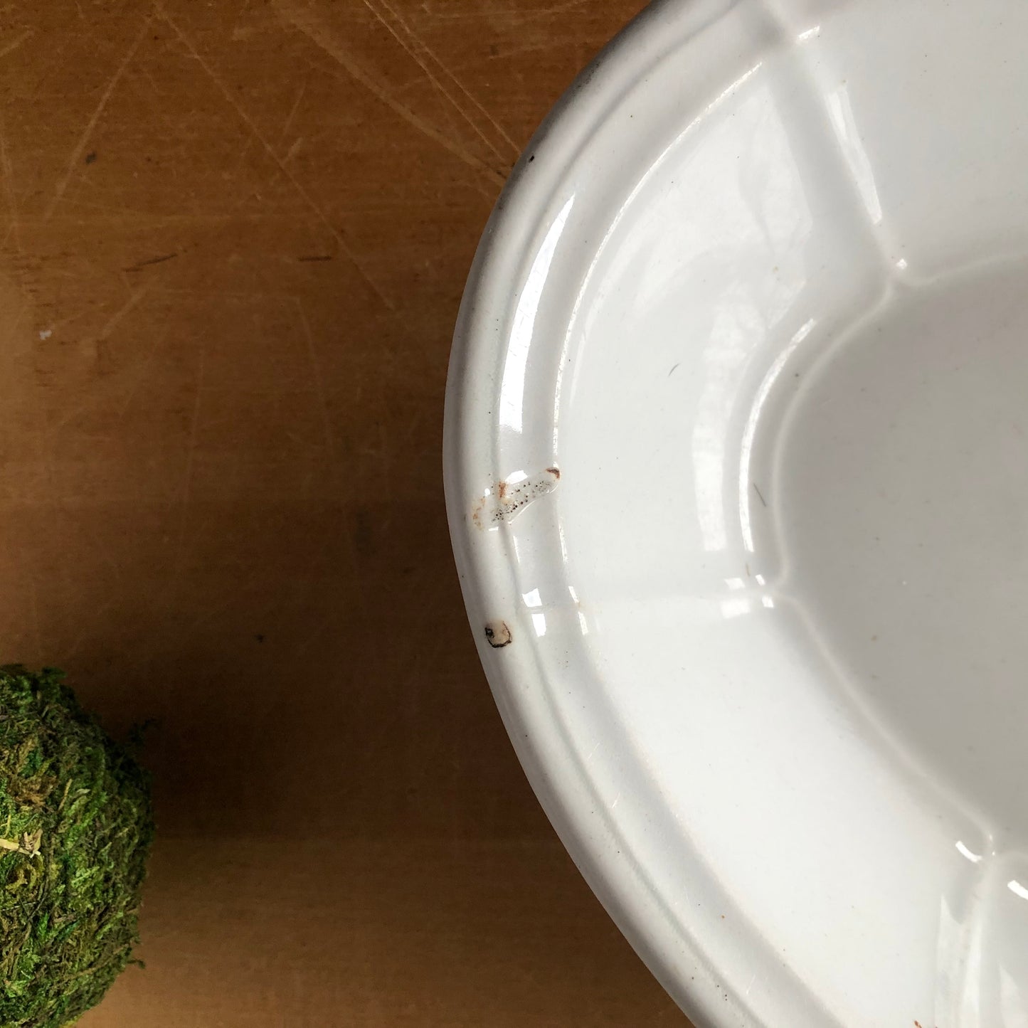 Antique White Oval Ironstone Bowl (c.1800s)