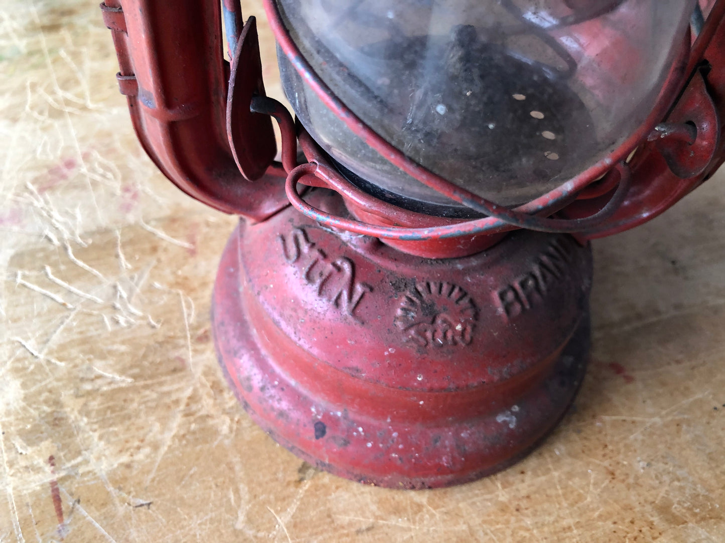 Set of Two Vintage Red Railroad Lanterns Deitz Comet and Sun (c.1940s)