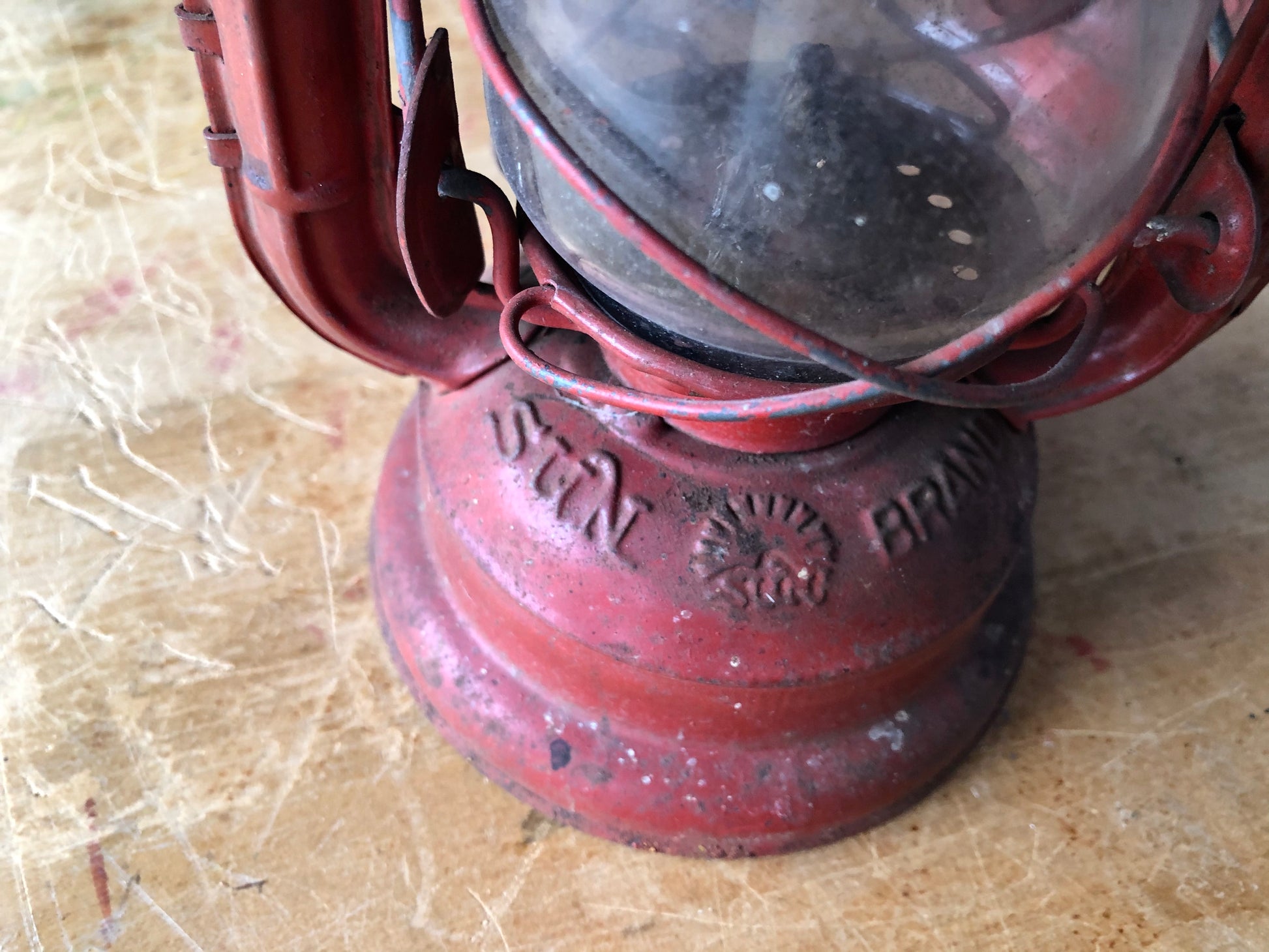 Set of Two Vintage Red Railroad Lanterns Deitz Comet and Sun (c.1940s)