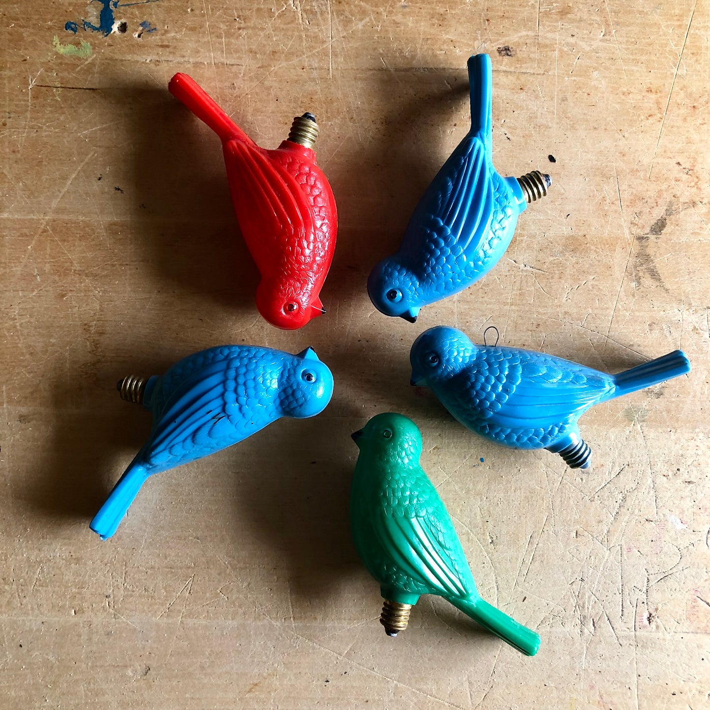 Vintage Plastic Decorative Bird Light Bulbs (c.1960s)