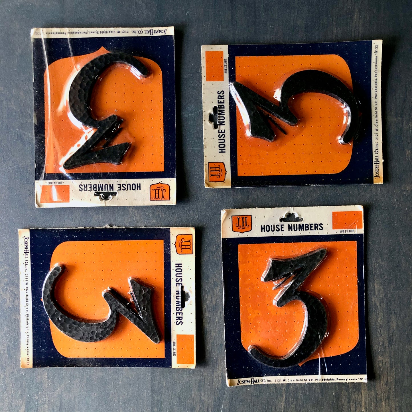 Vintage Hammered Black Metal House Numbers #3 (c.1970s) - Rush Creek Vintage