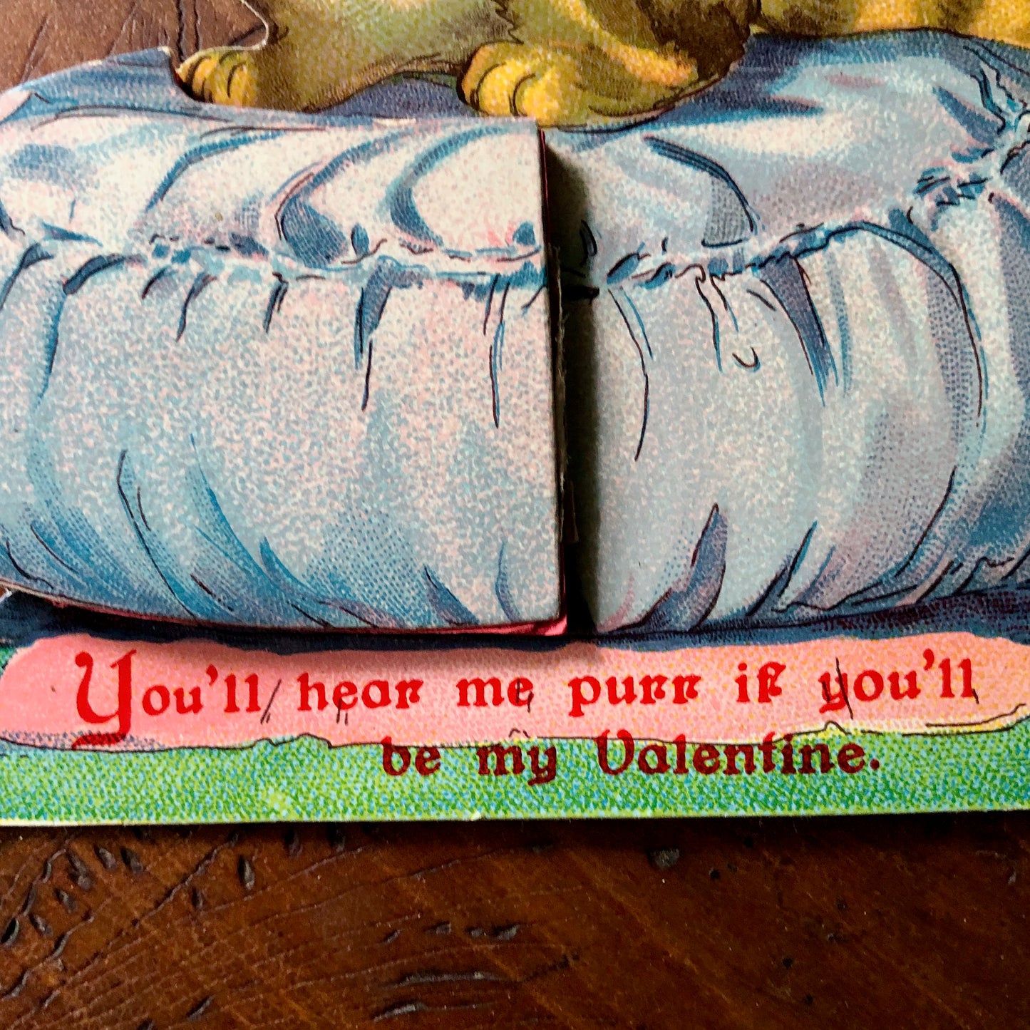 Antique German Honeycomb Kitten Valentine Card (c.1929)